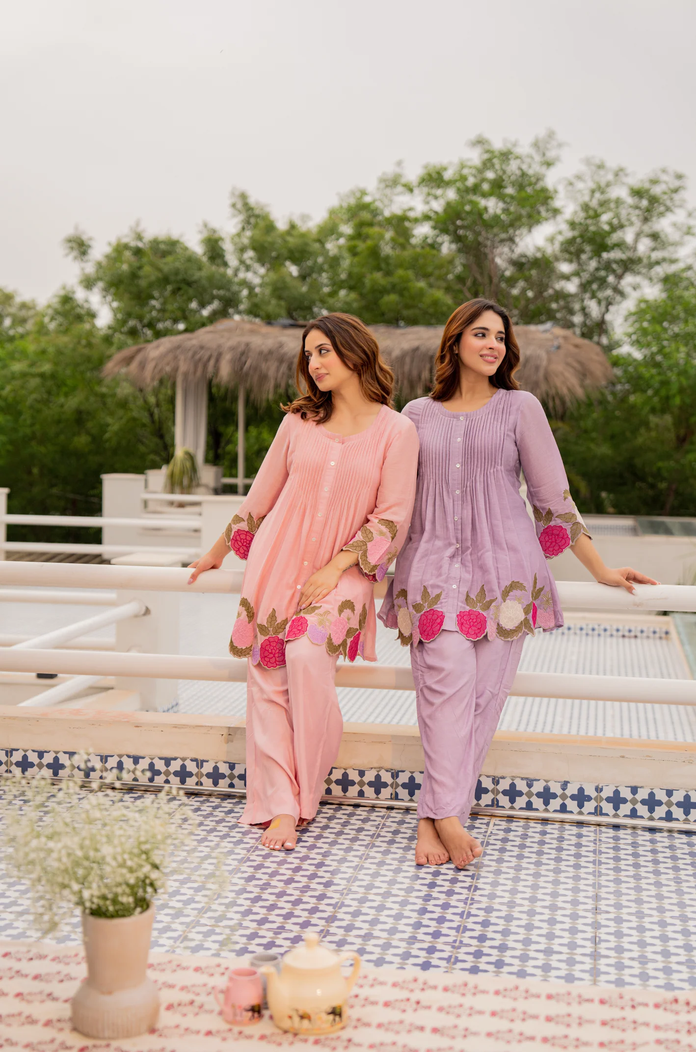Peach Bloom Mul Chanderi Set - Image 13
