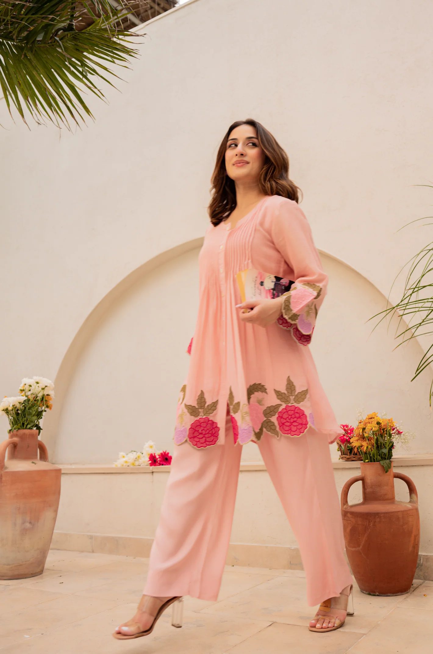 Peach Bloom Mul Chanderi Set - Image 3
