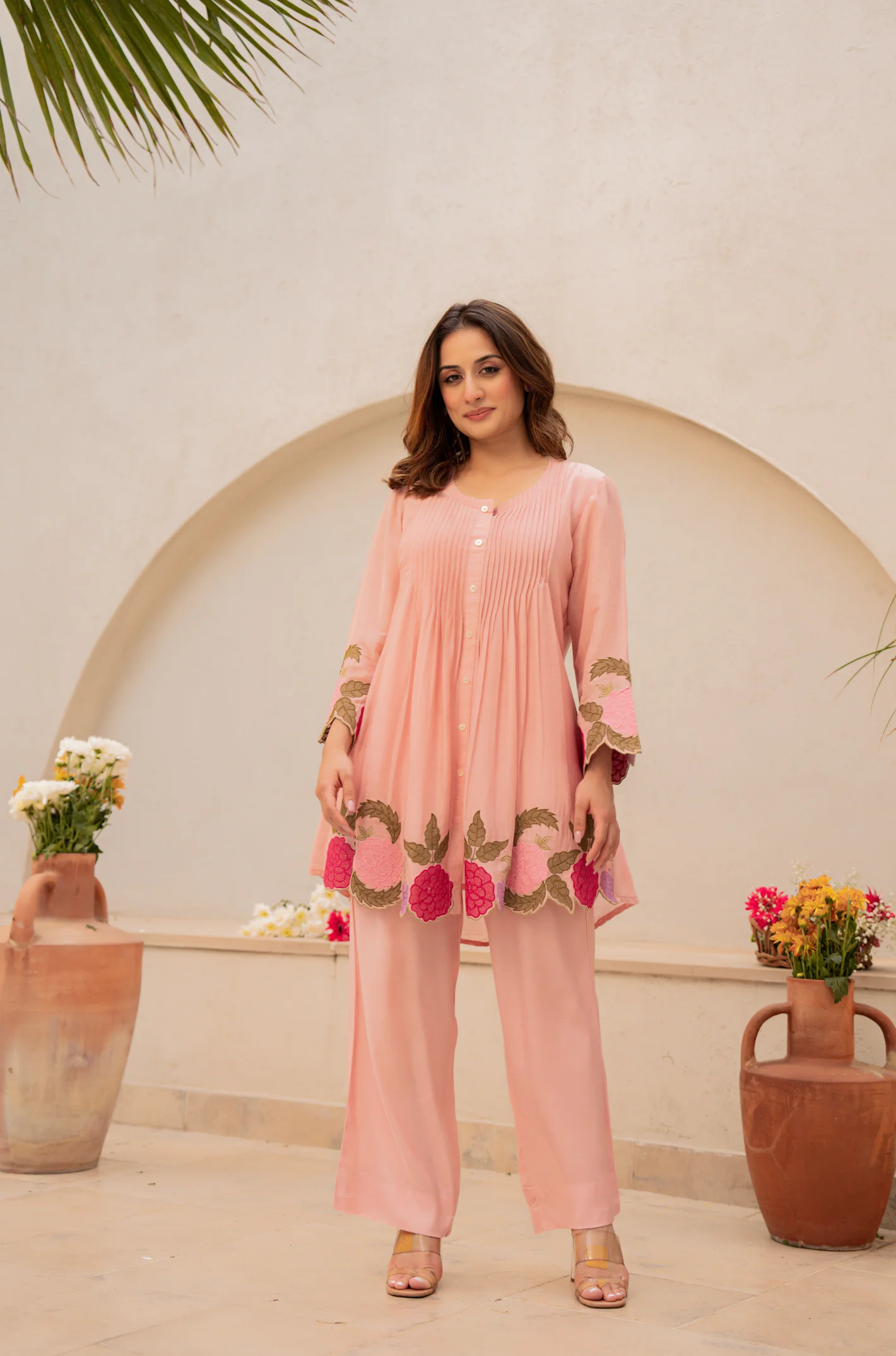 Peach Bloom Mul Chanderi Set - Image 6