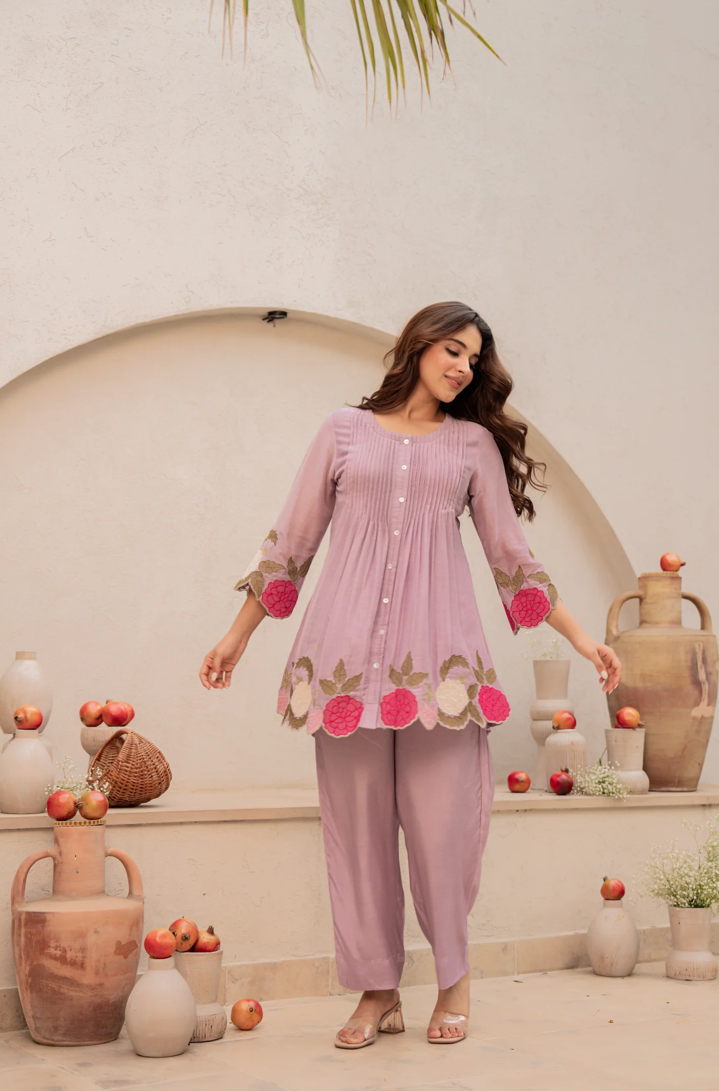 Blush Fern Mul Chanderi Set - Image 11