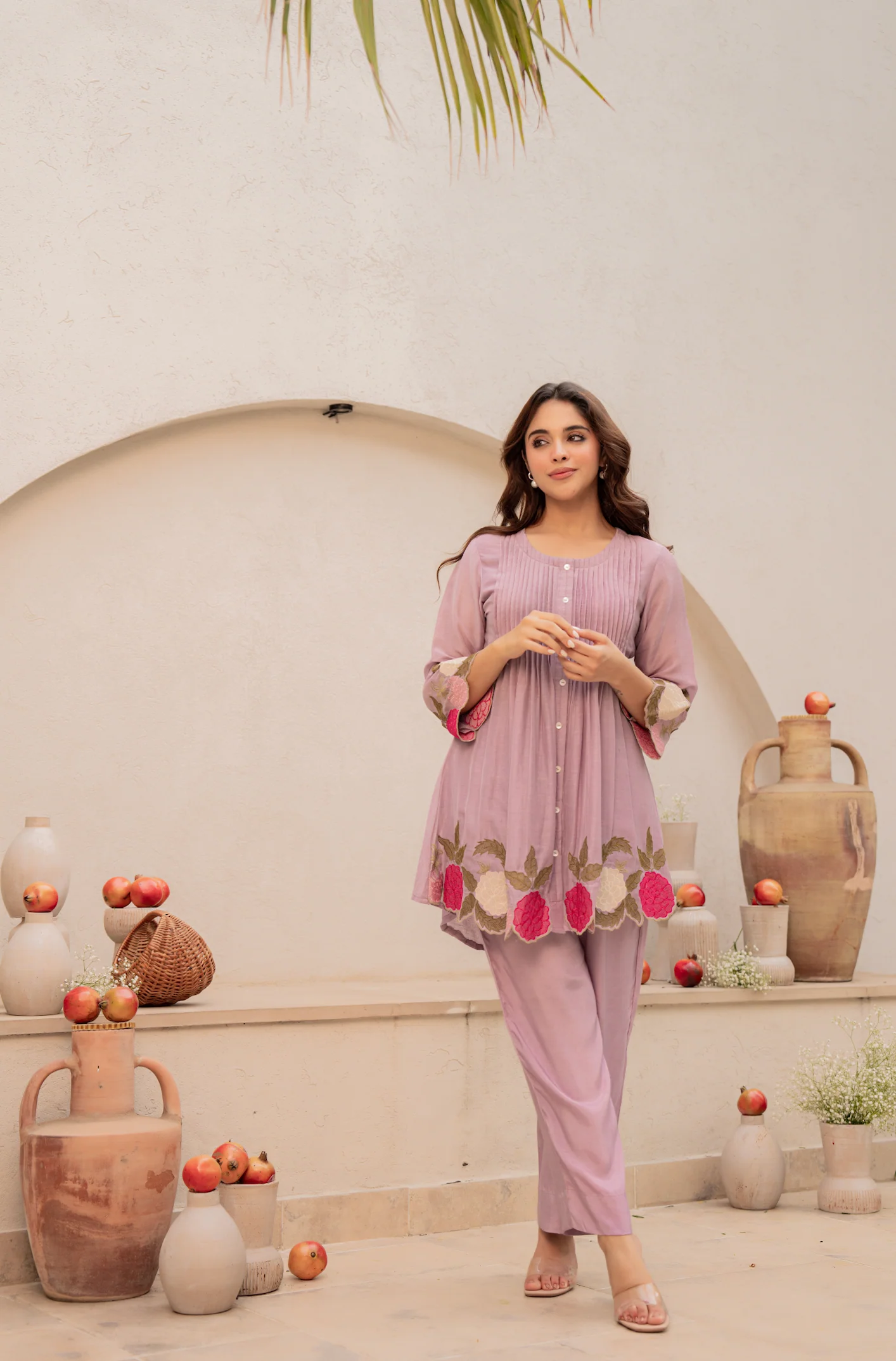 Blush Fern Mul Chanderi Set - Image 13
