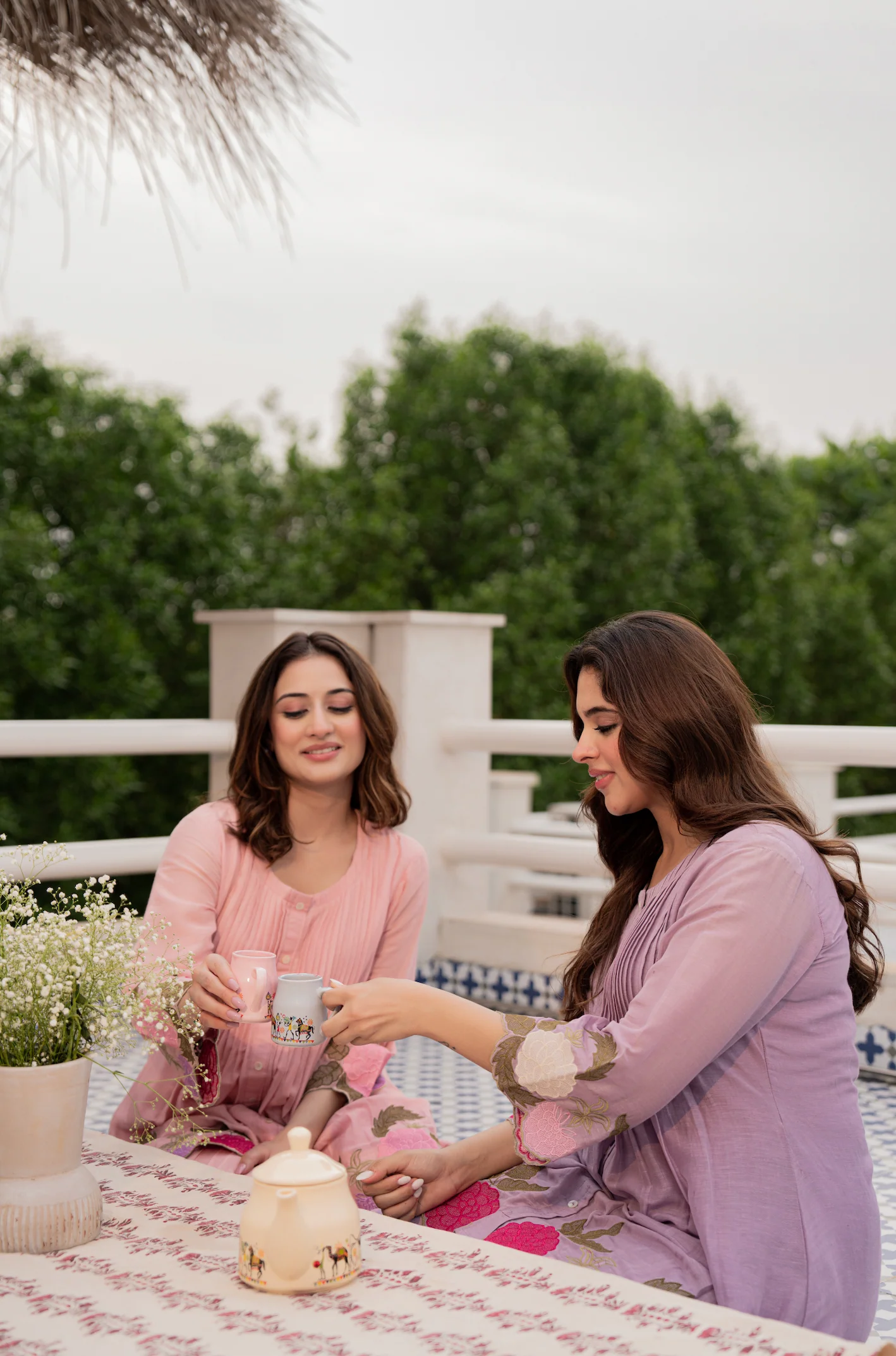 Blush Fern Mul Chanderi Set - Image 14