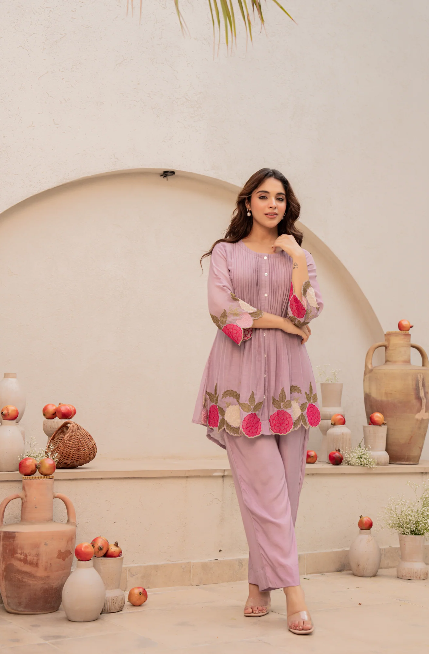 Blush Fern Mul Chanderi Set - Image 16