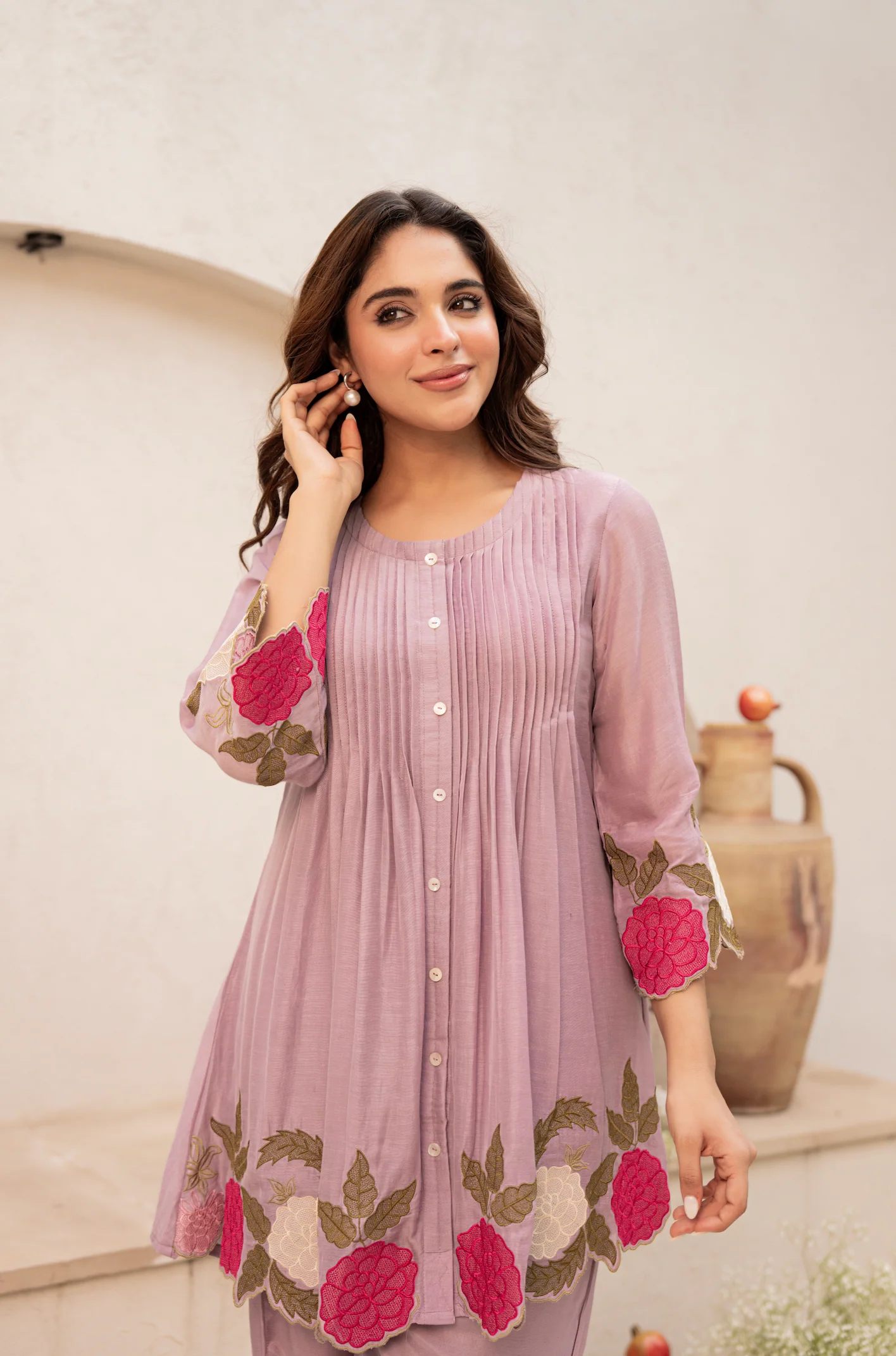 Blush Fern Mul Chanderi Set - Image 22