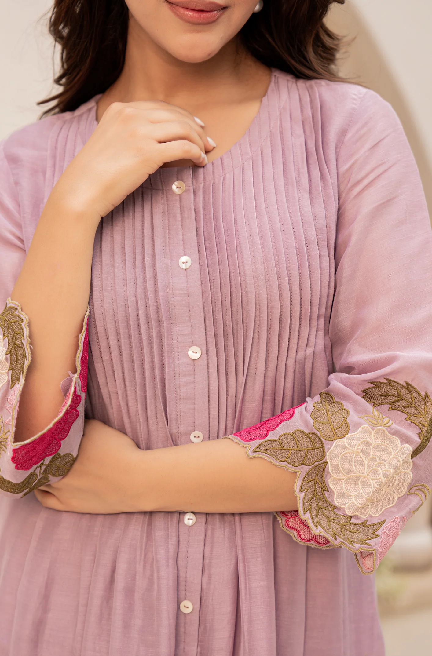 Blush Fern Mul Chanderi Set - Image 23