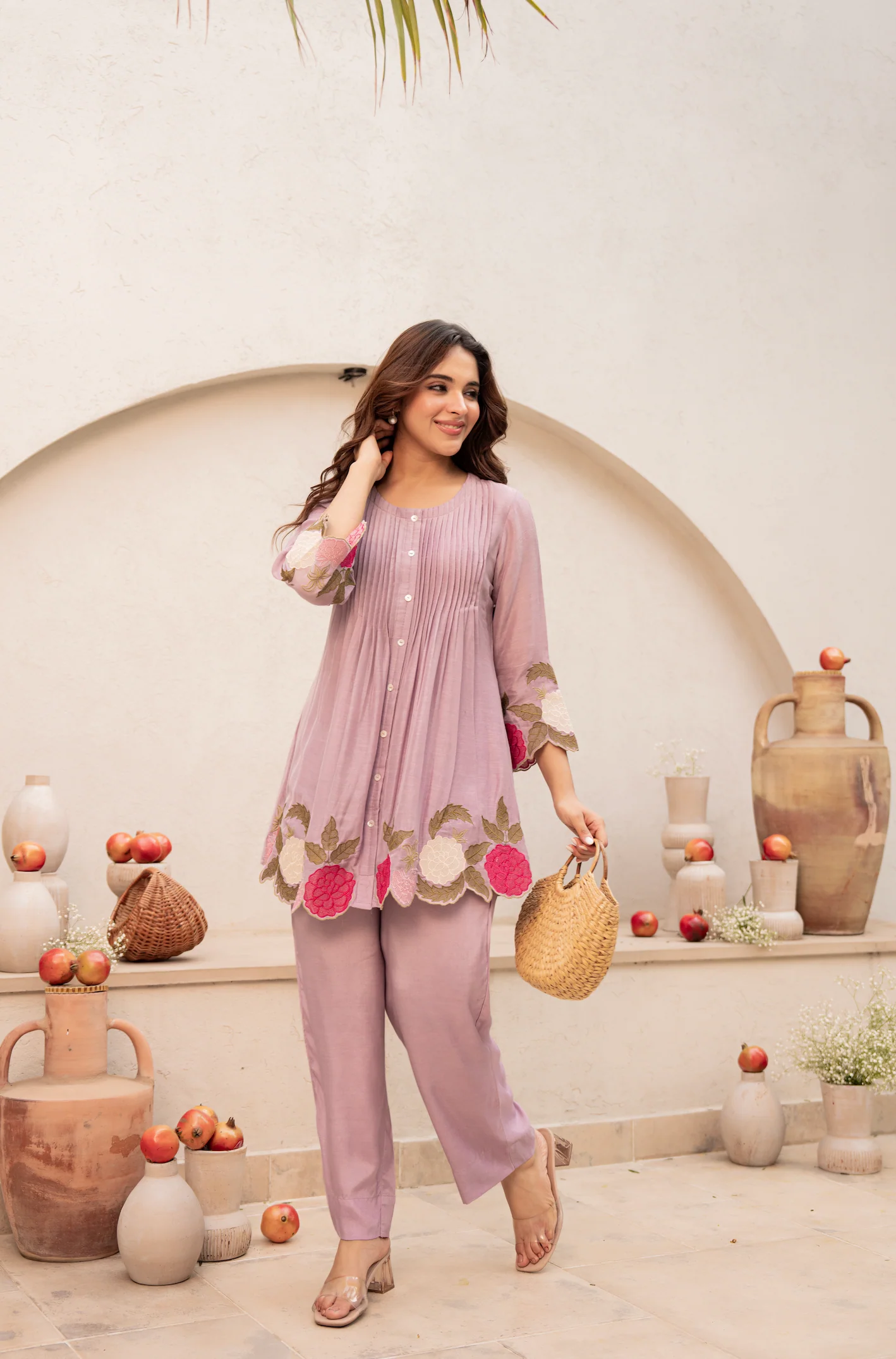 Blush Fern Mul Chanderi Set - Image 25