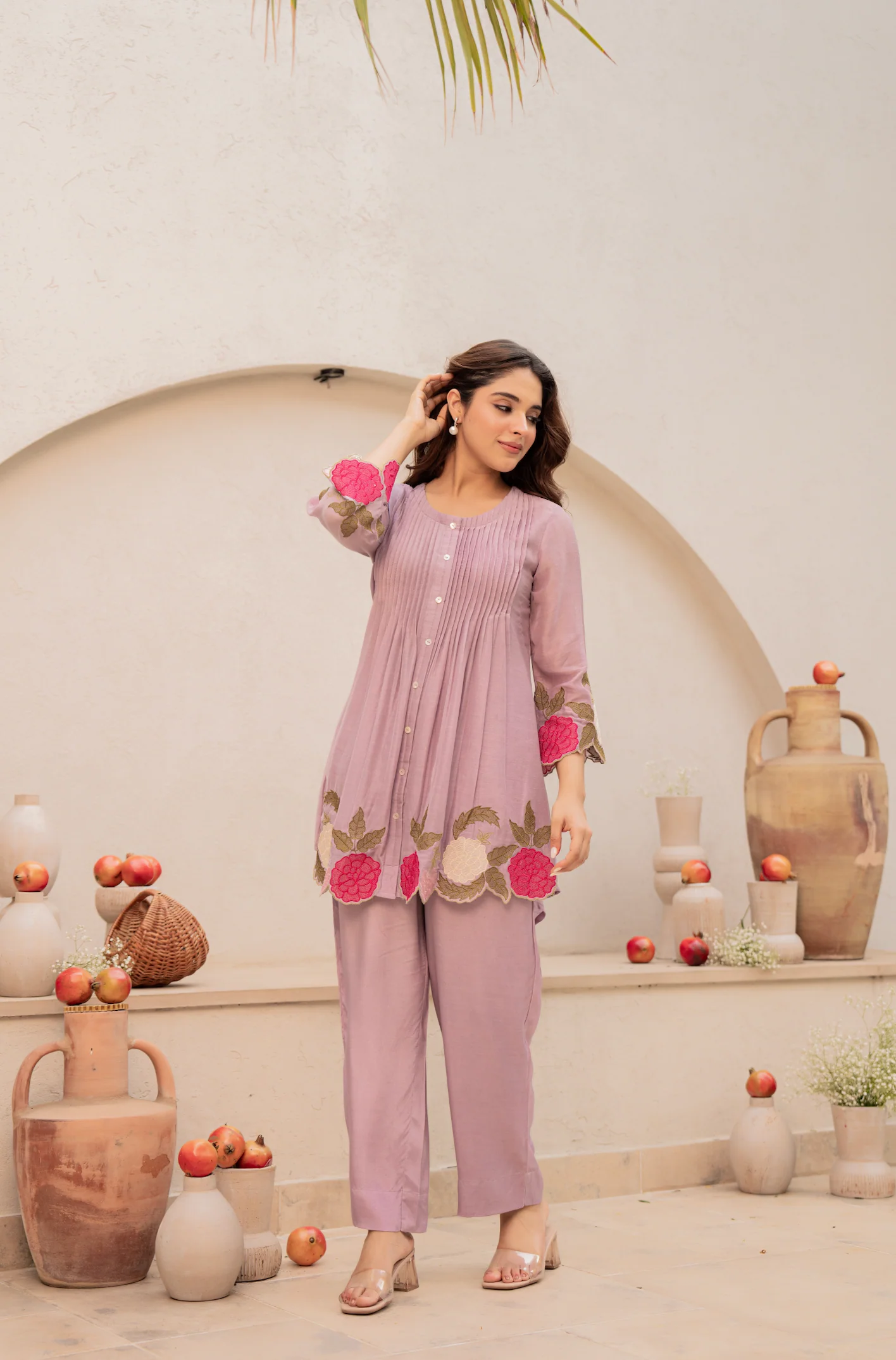 Blush Fern Mul Chanderi Set - Image 6