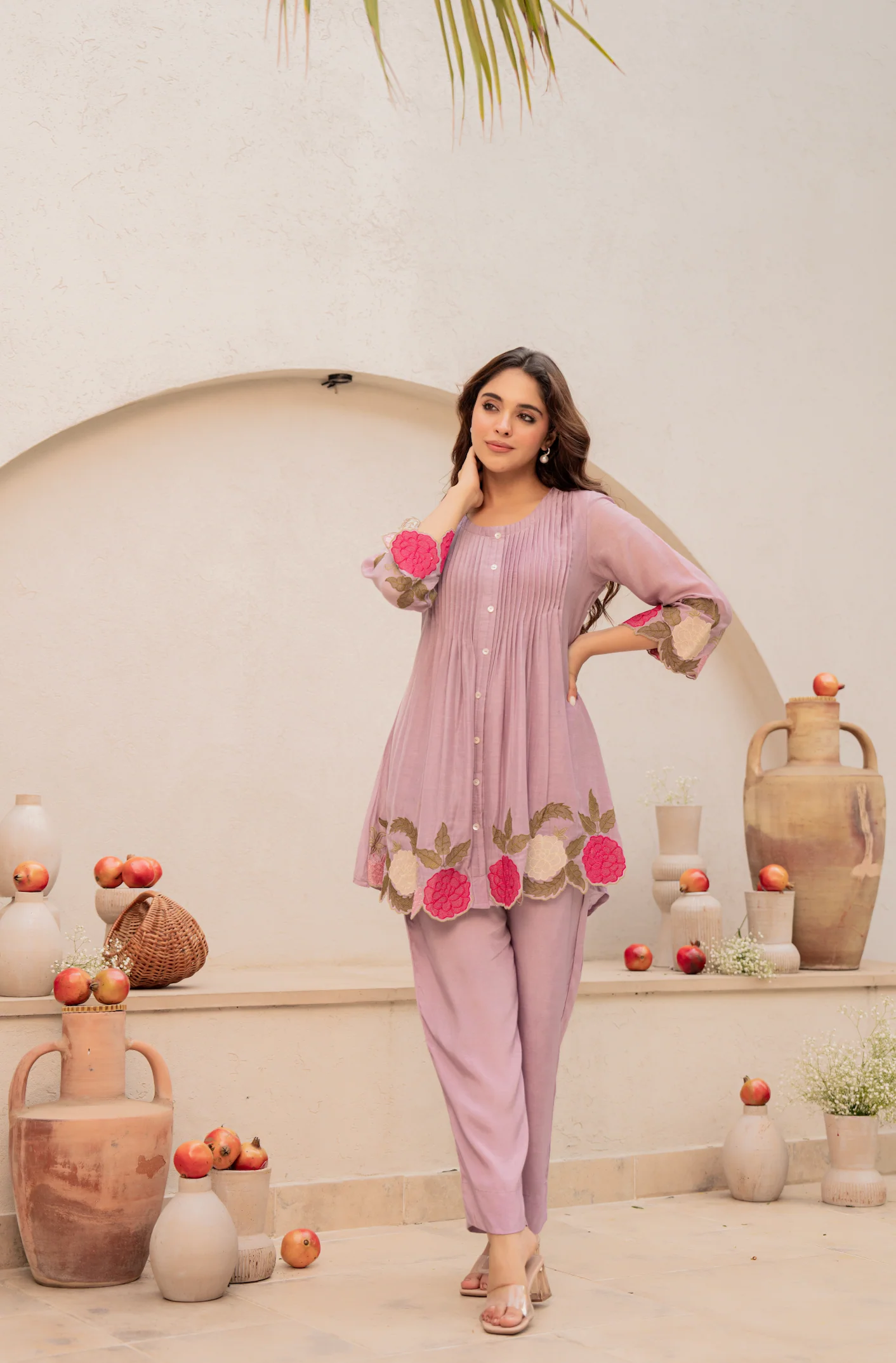 Blush Fern Mul Chanderi Set - Image 7