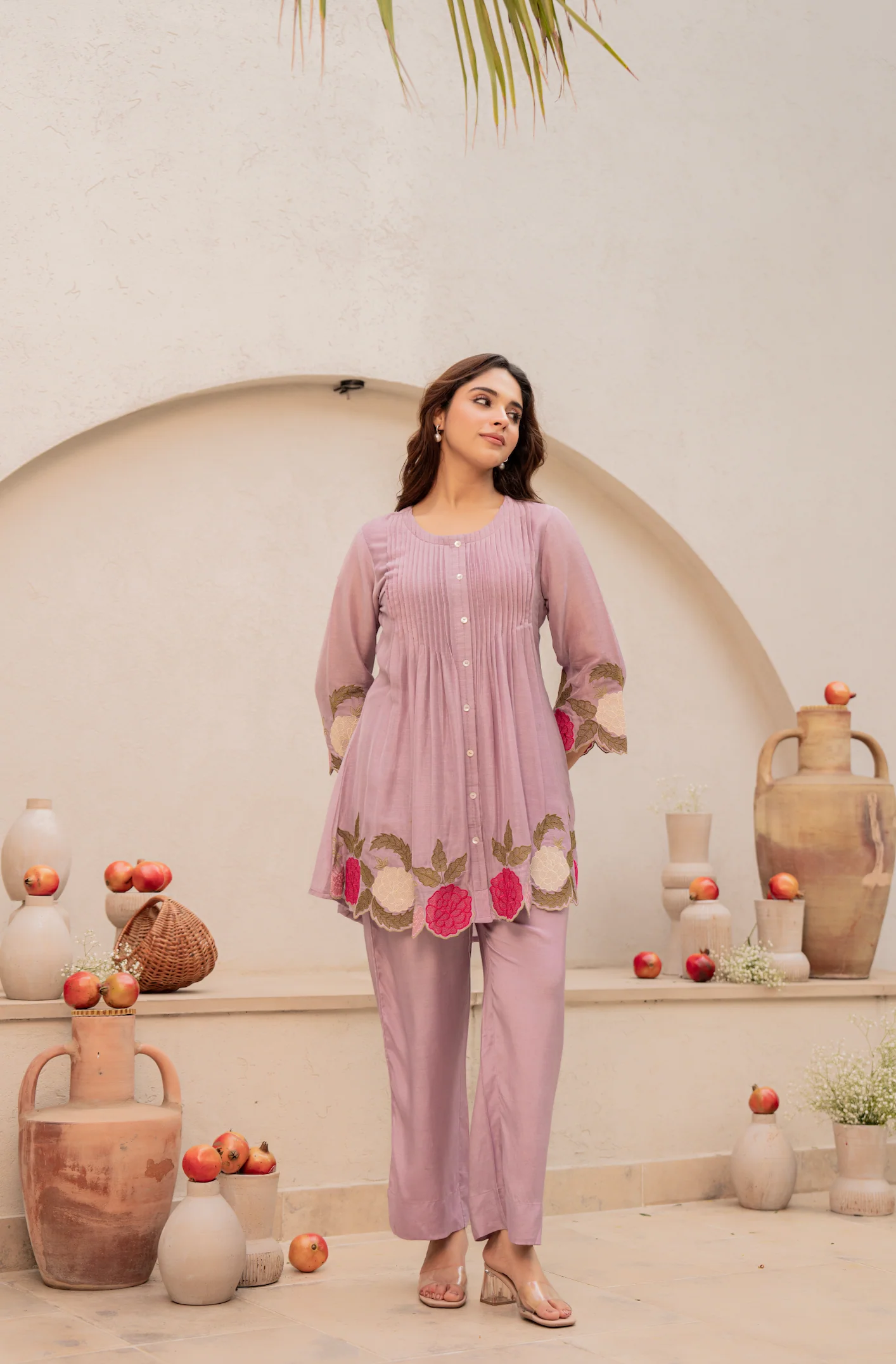 Blush Fern Mul Chanderi Set - Image 9