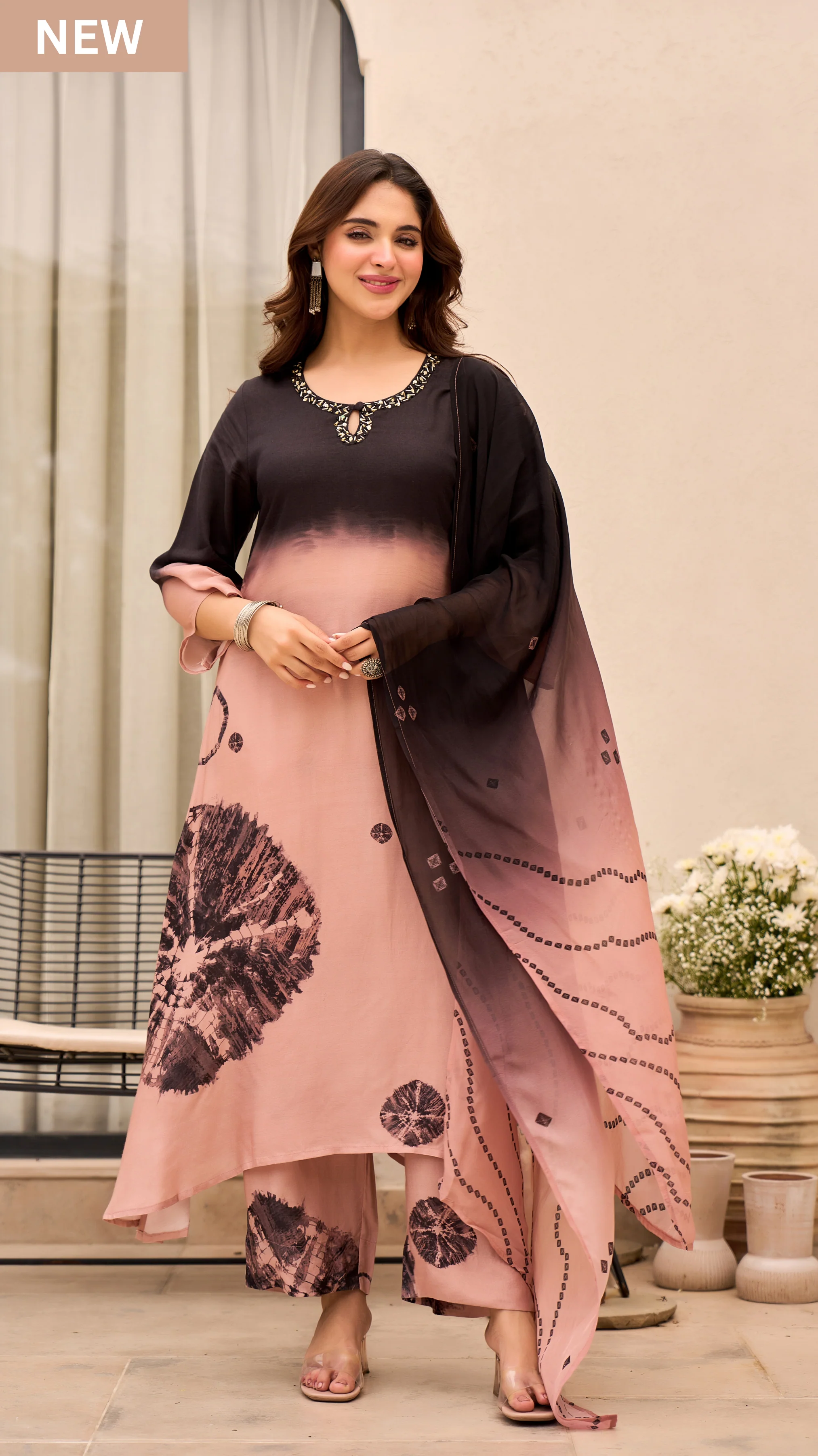 Charcoal Bloom Muslin Suit Set