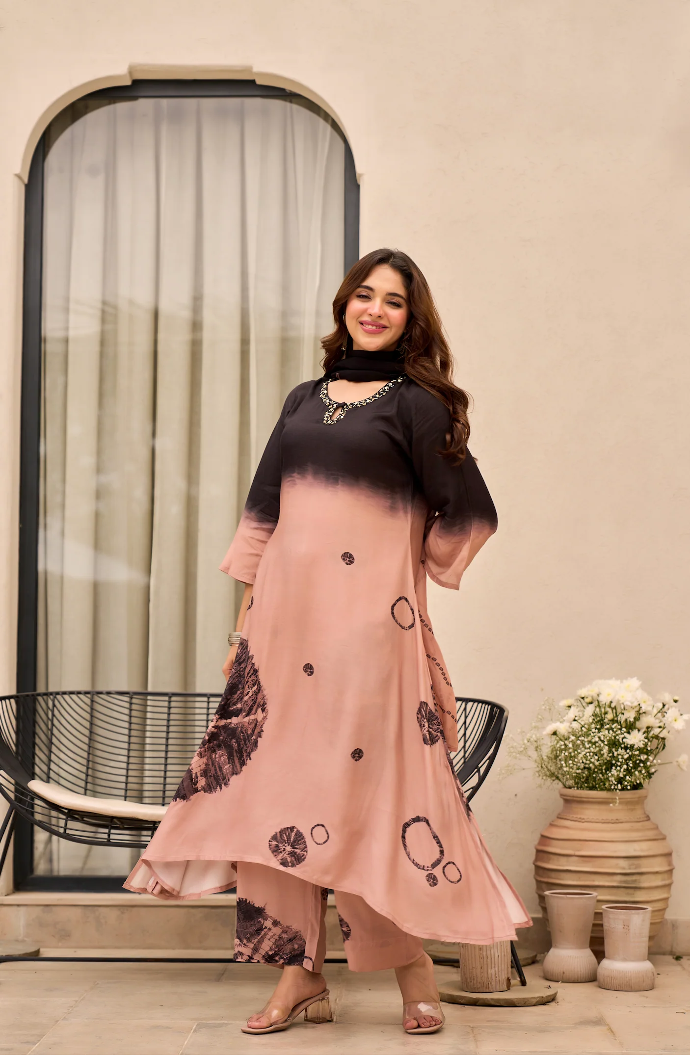 Charcoal Bloom Muslin Suit Set - Image 10