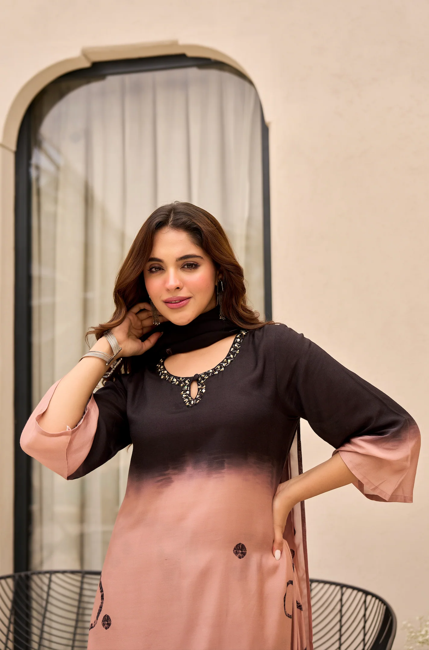 Charcoal Bloom Muslin Suit Set - Image 11