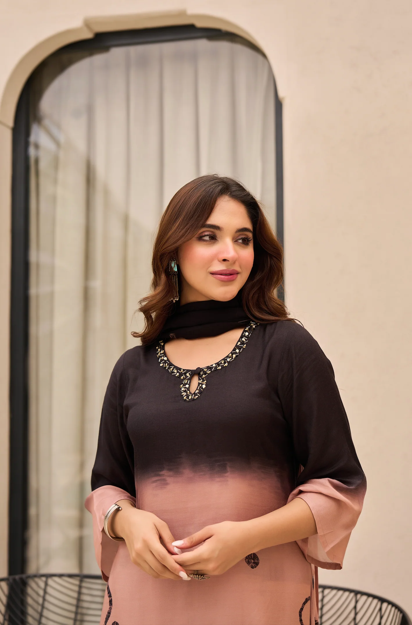 Charcoal Bloom Muslin Suit Set - Image 12