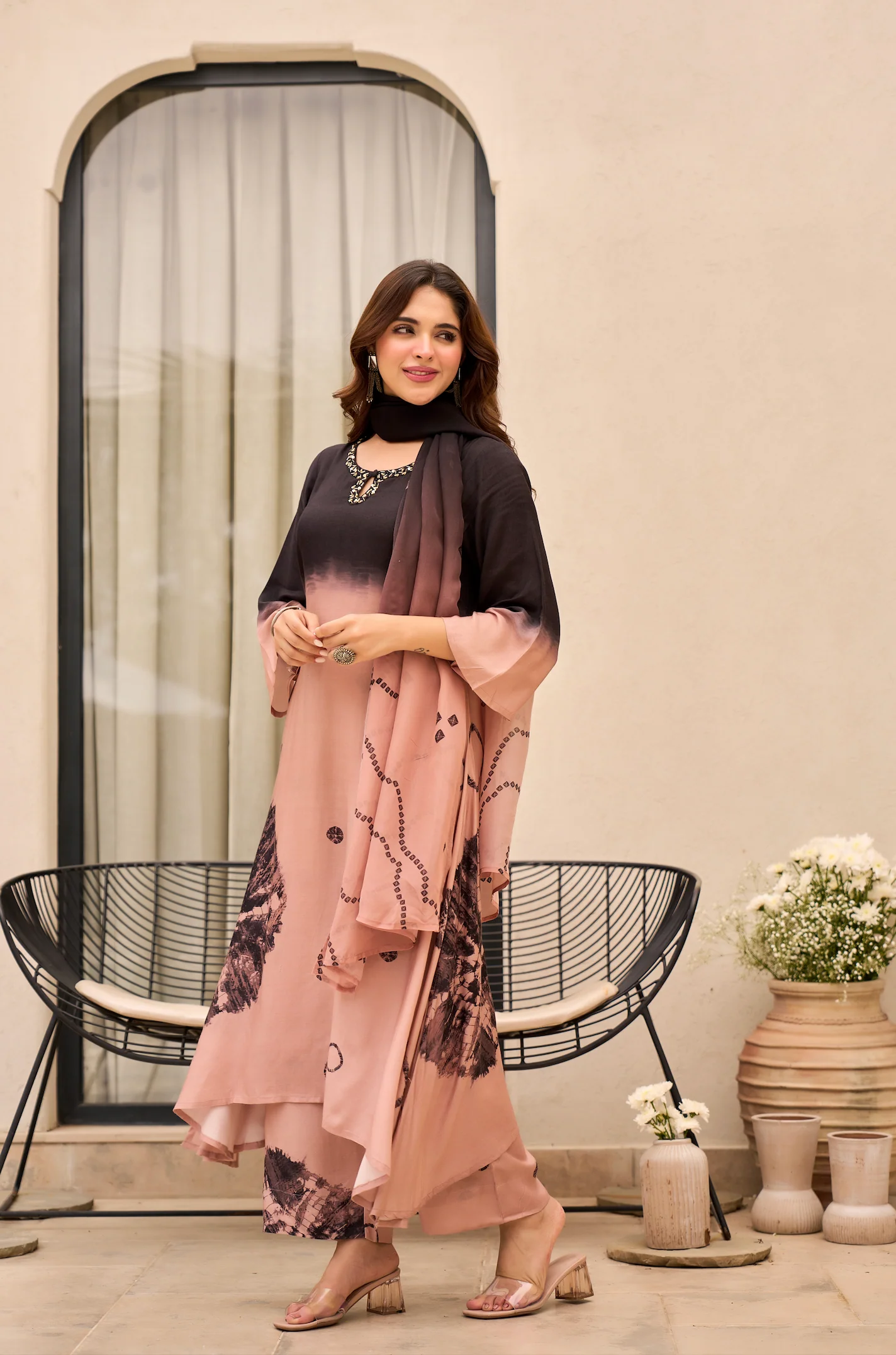 Charcoal Bloom Muslin Suit Set - Image 5