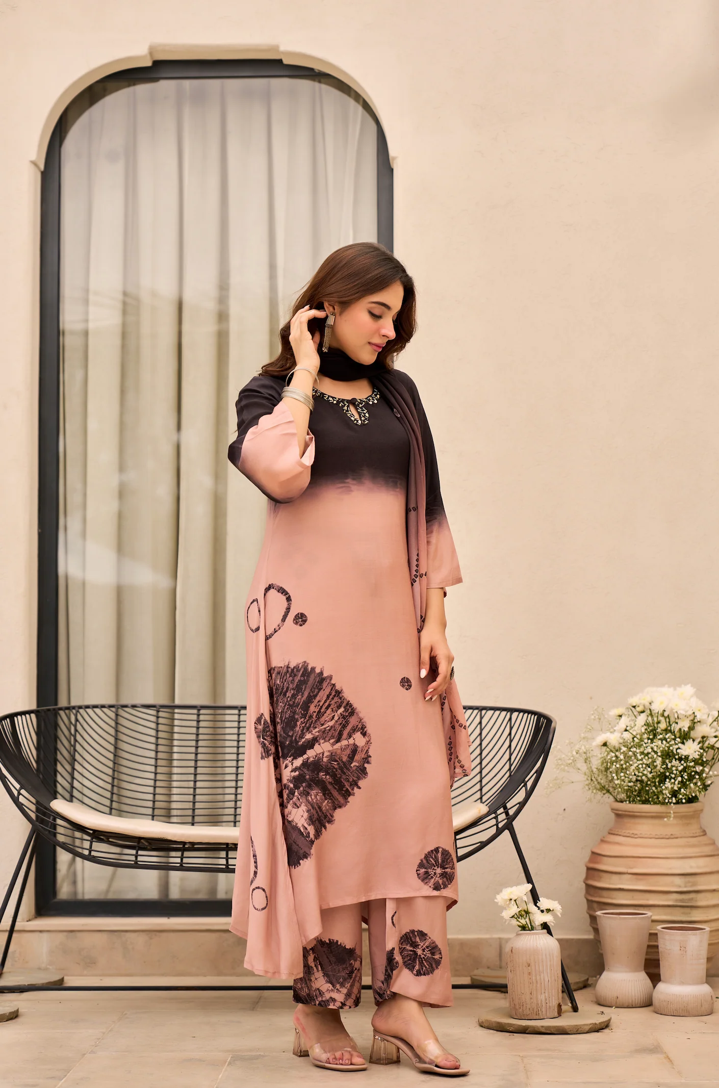 Charcoal Bloom Muslin Suit Set - Image 6