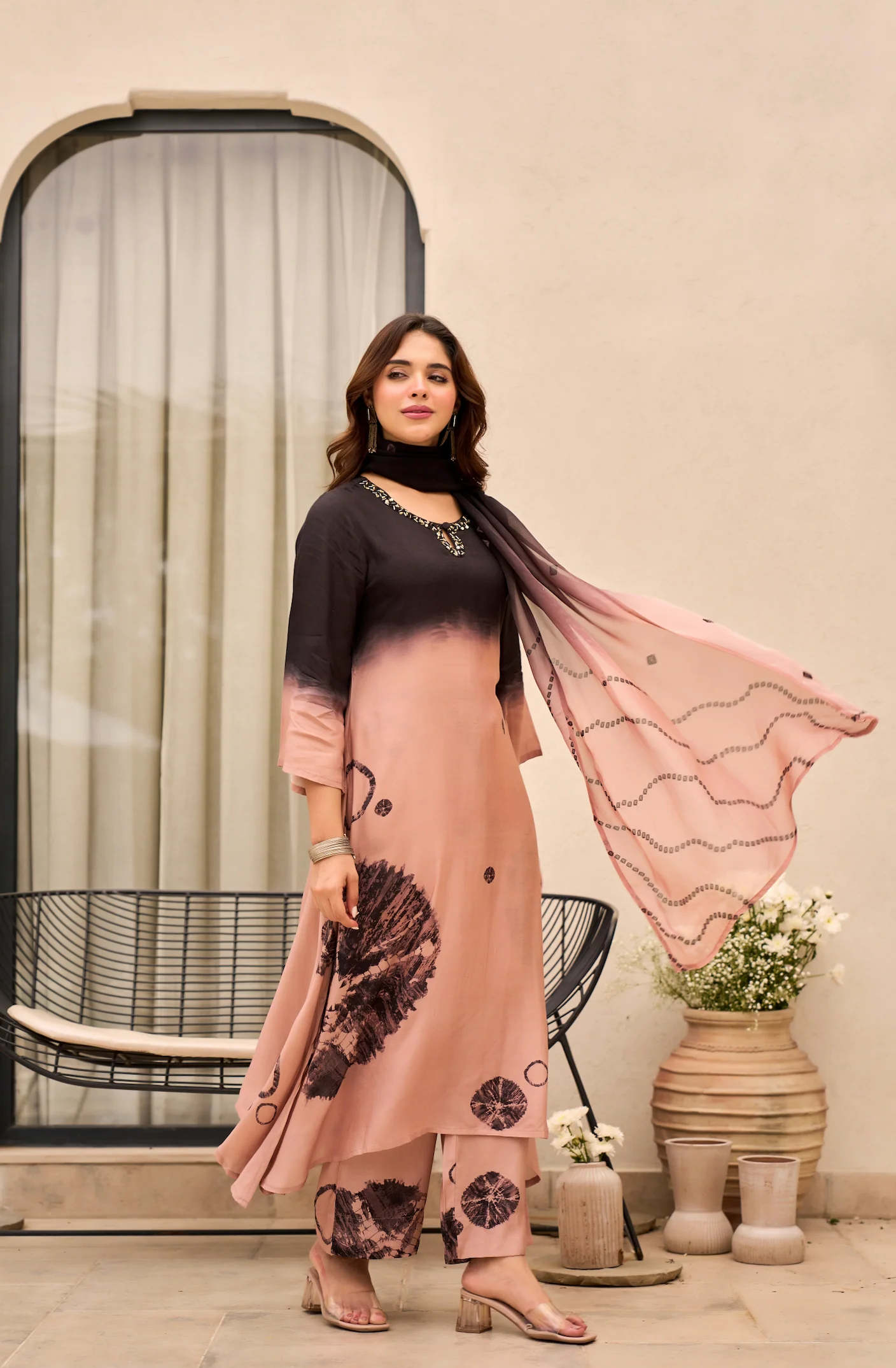 Charcoal Bloom Muslin Suit Set - Image 8