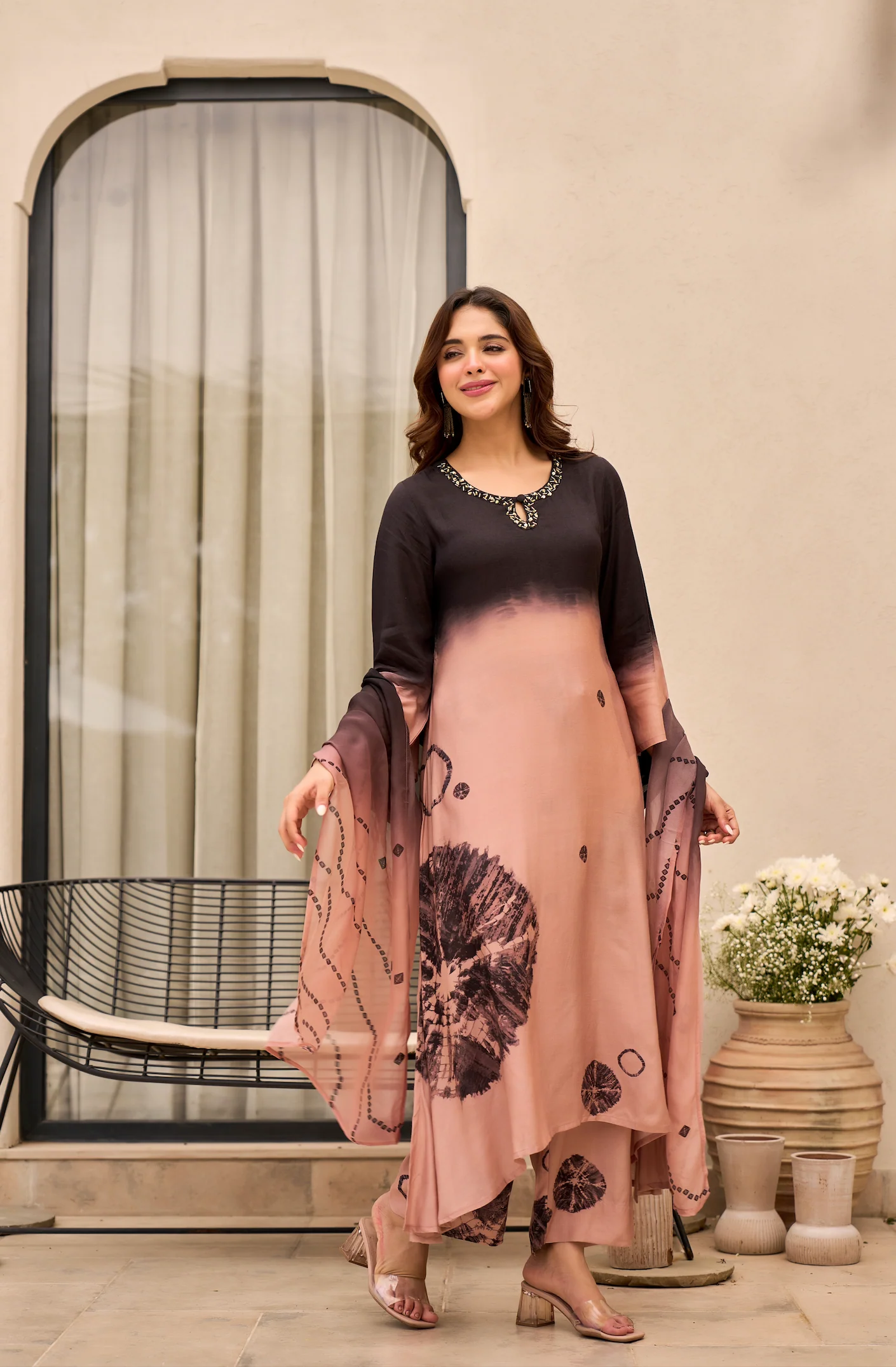 Charcoal Bloom Muslin Suit Set - Image 9