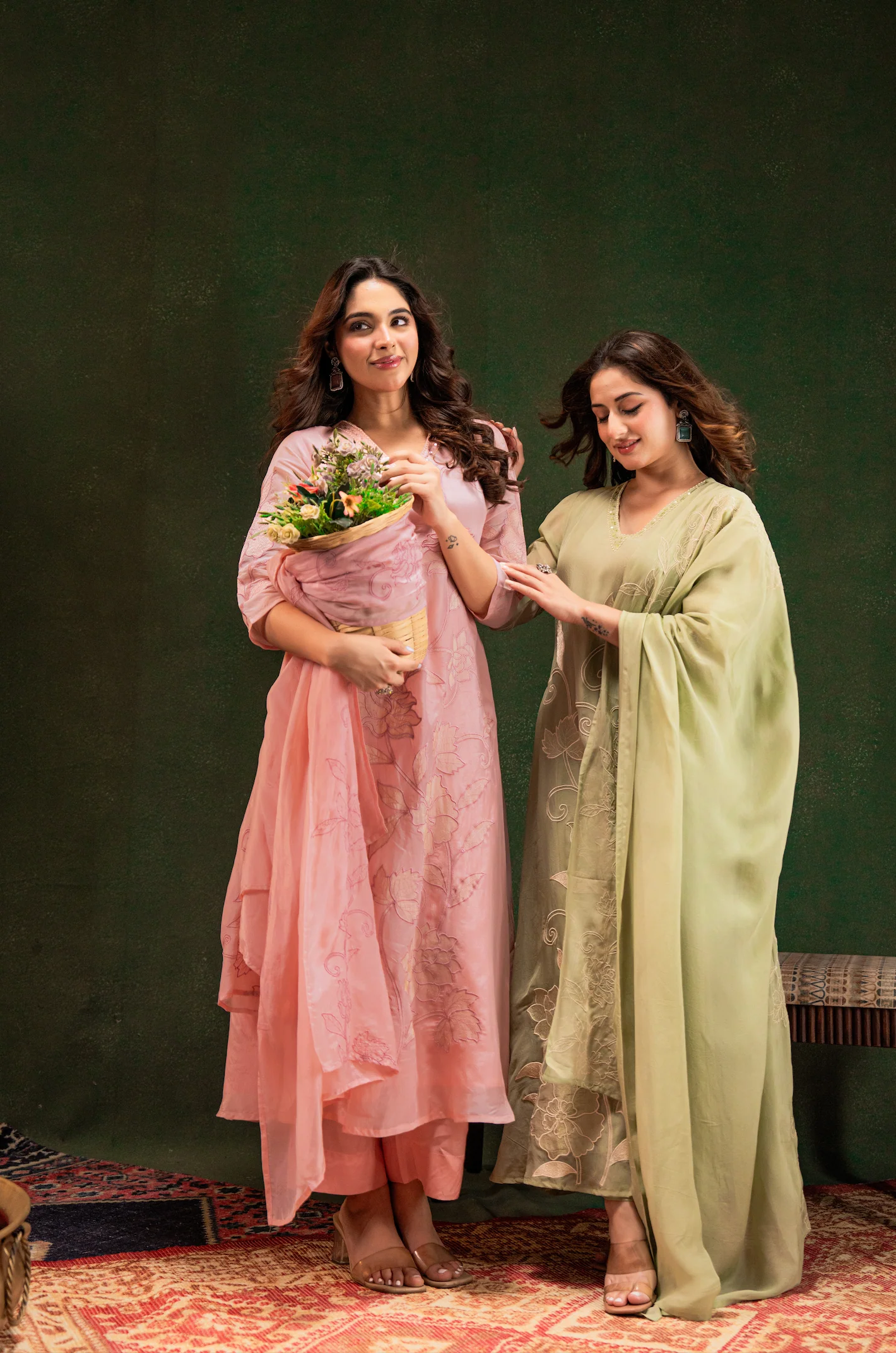 Pistachio Pearl Silk Suit Set - Image 20