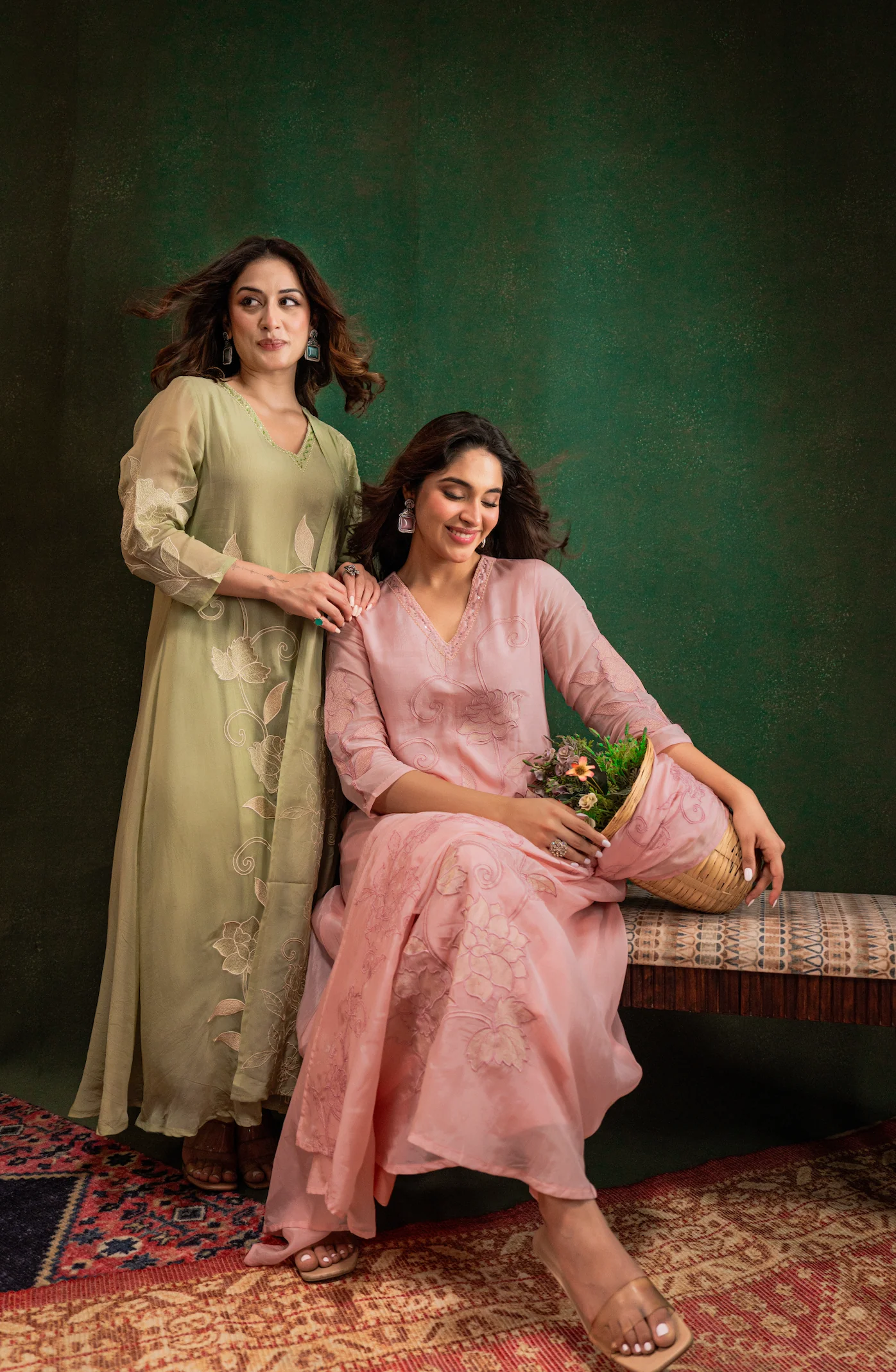 Pistachio Pearl Silk Suit Set - Image 21
