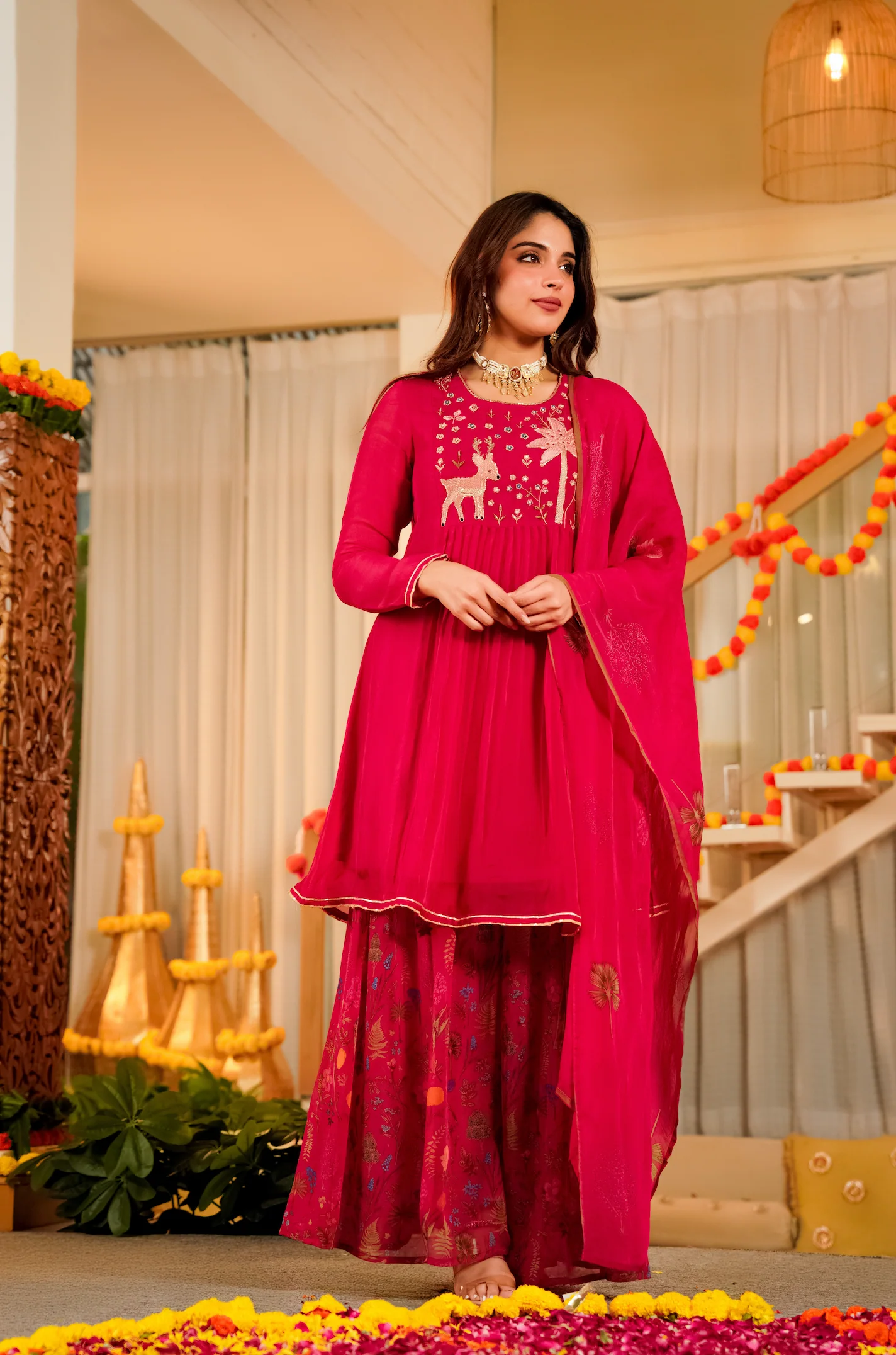 Magenta Whisper Organza Suit Set - Image 3