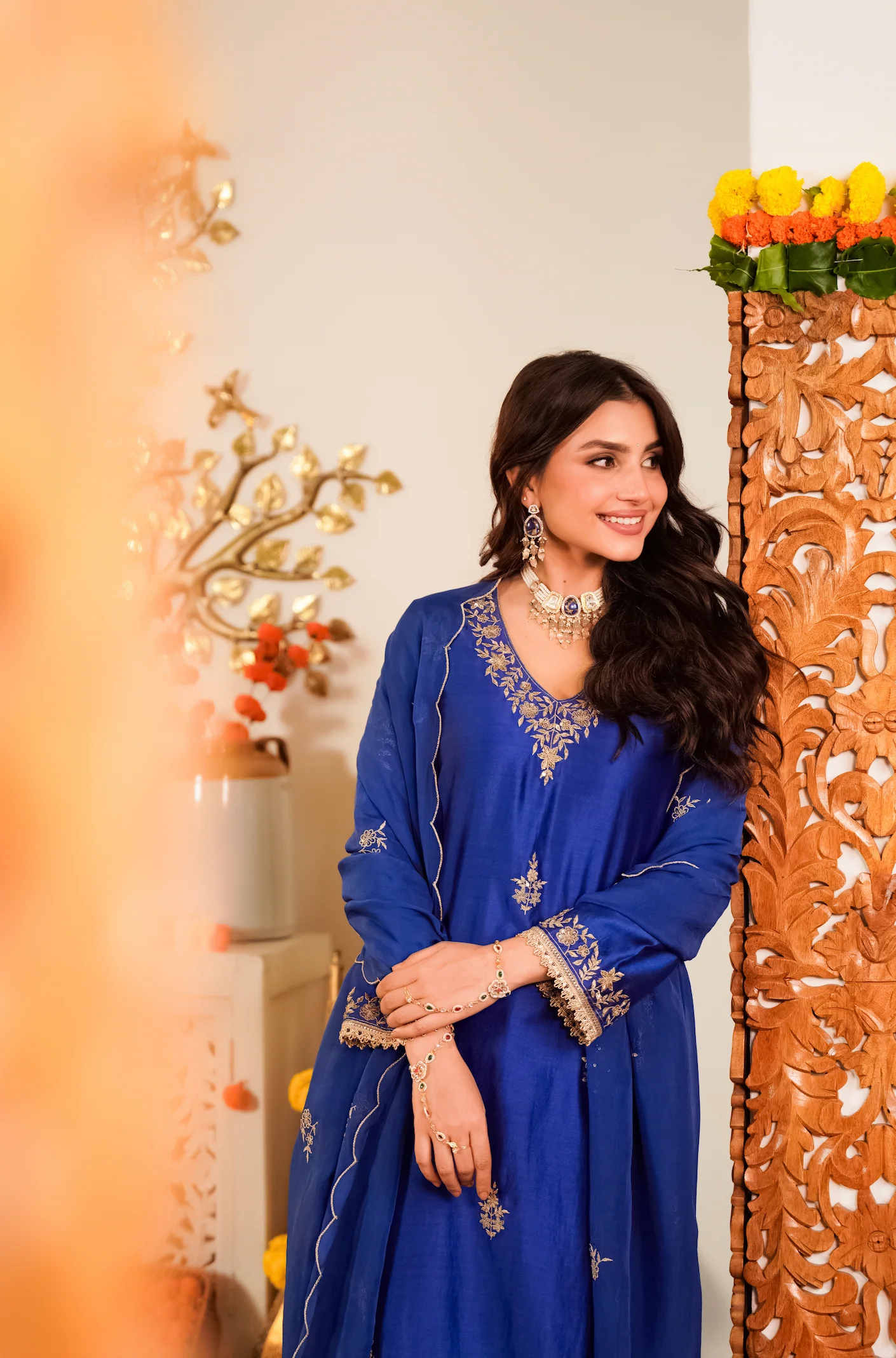 Royal Sapphire Pure Russian Silk Suit Set - Image 2