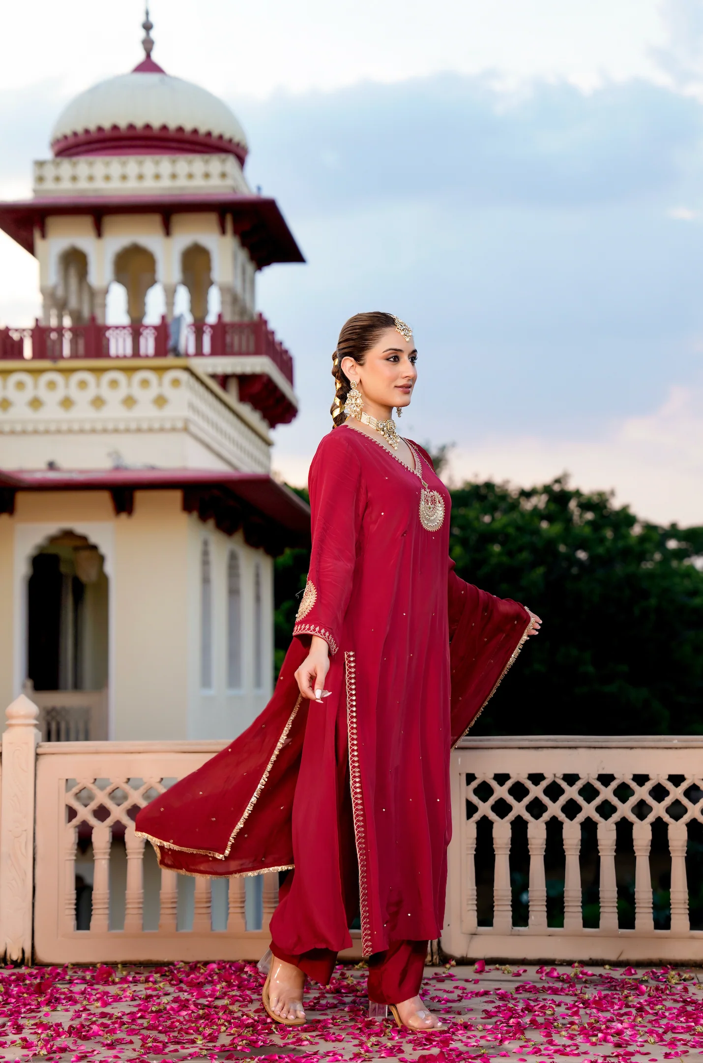 Royal Ruby Crepe Suit Set - Image 2