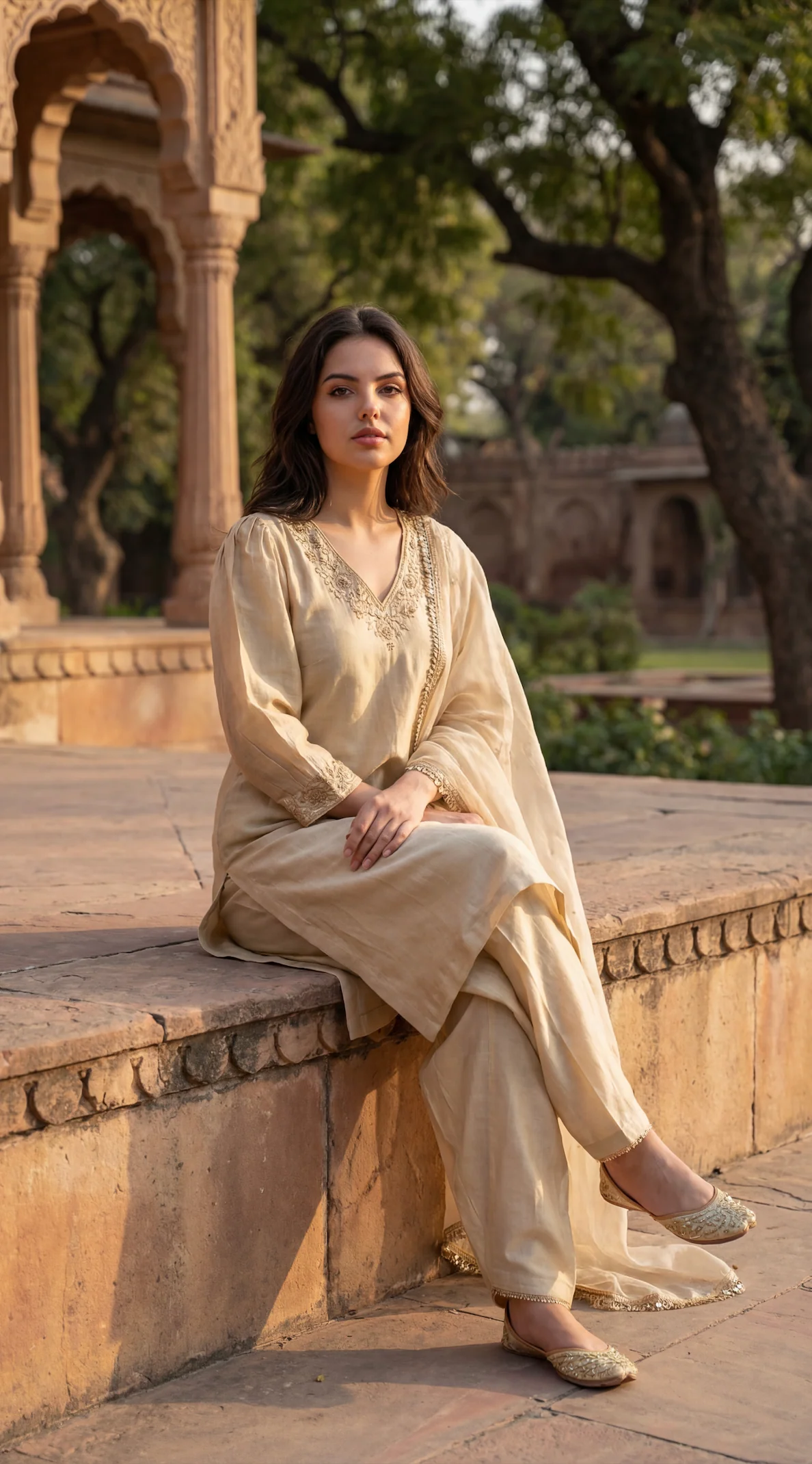 Ivory Bloom Chanderi Suit Set - Image 12