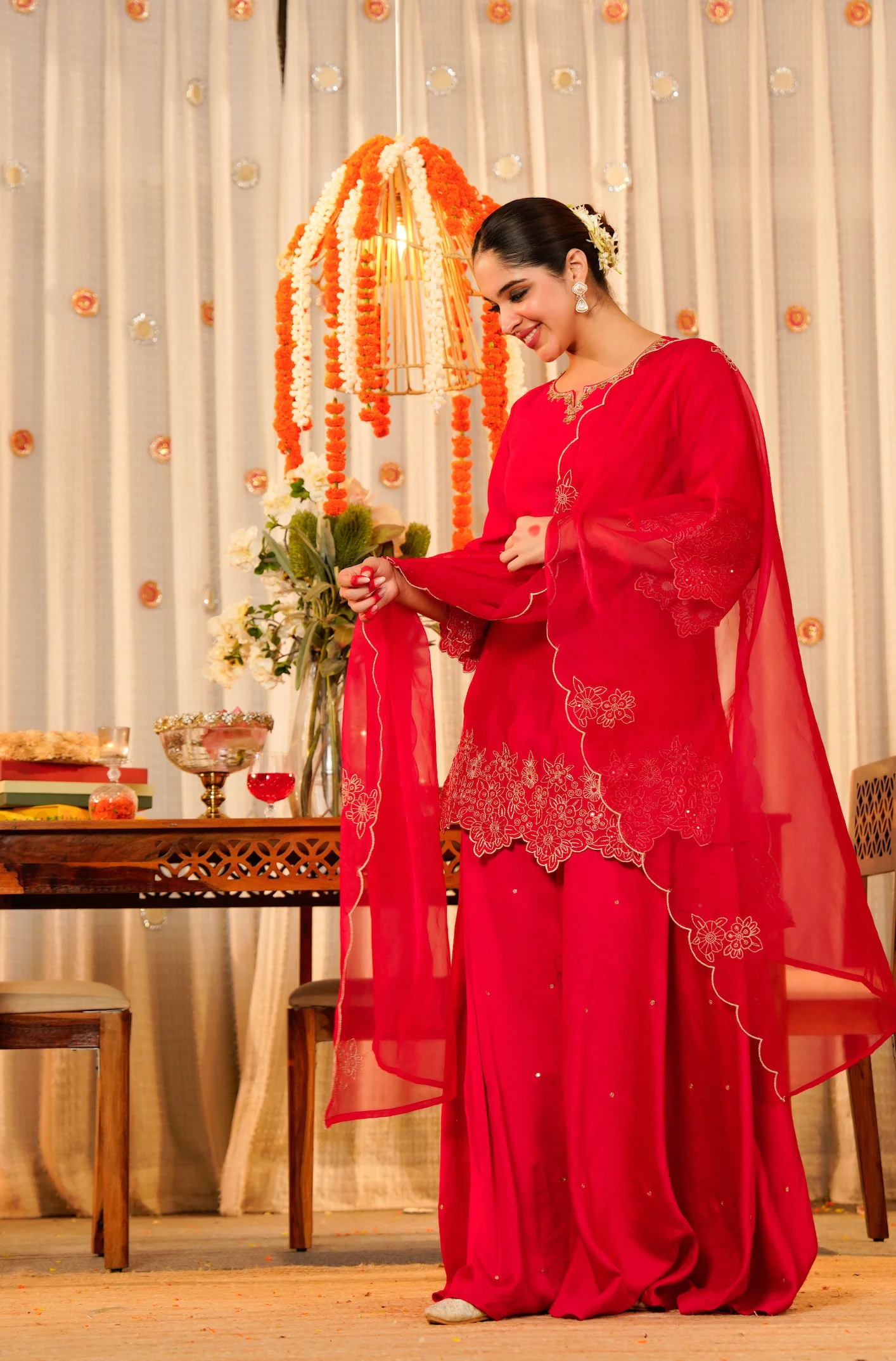 Rose Radiance Silk Suit Set - Image 4