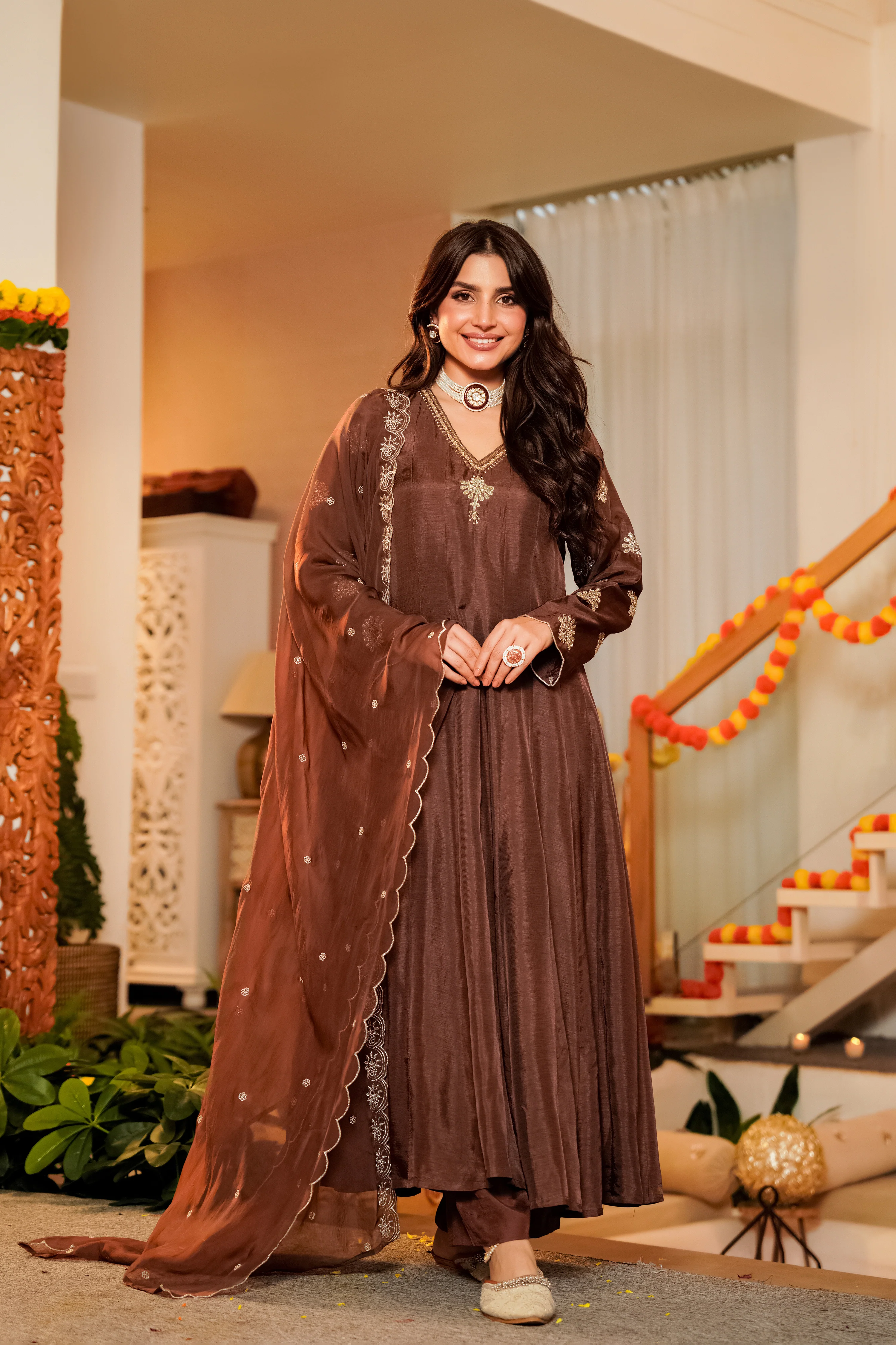 Mocha Royale Satori Silk Suit Set - Image 2