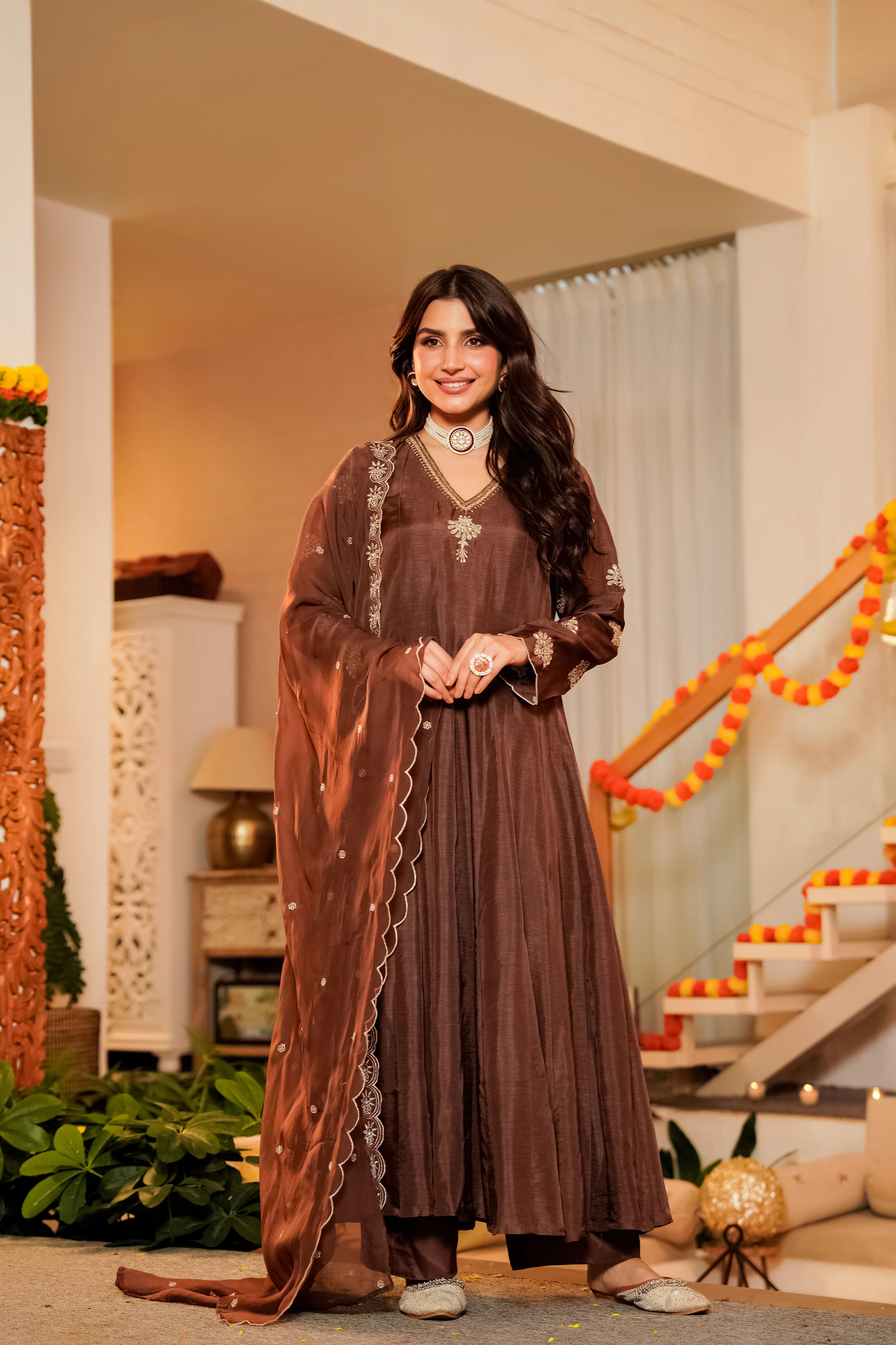 Mocha Royale Satori Silk Suit Set - Image 3