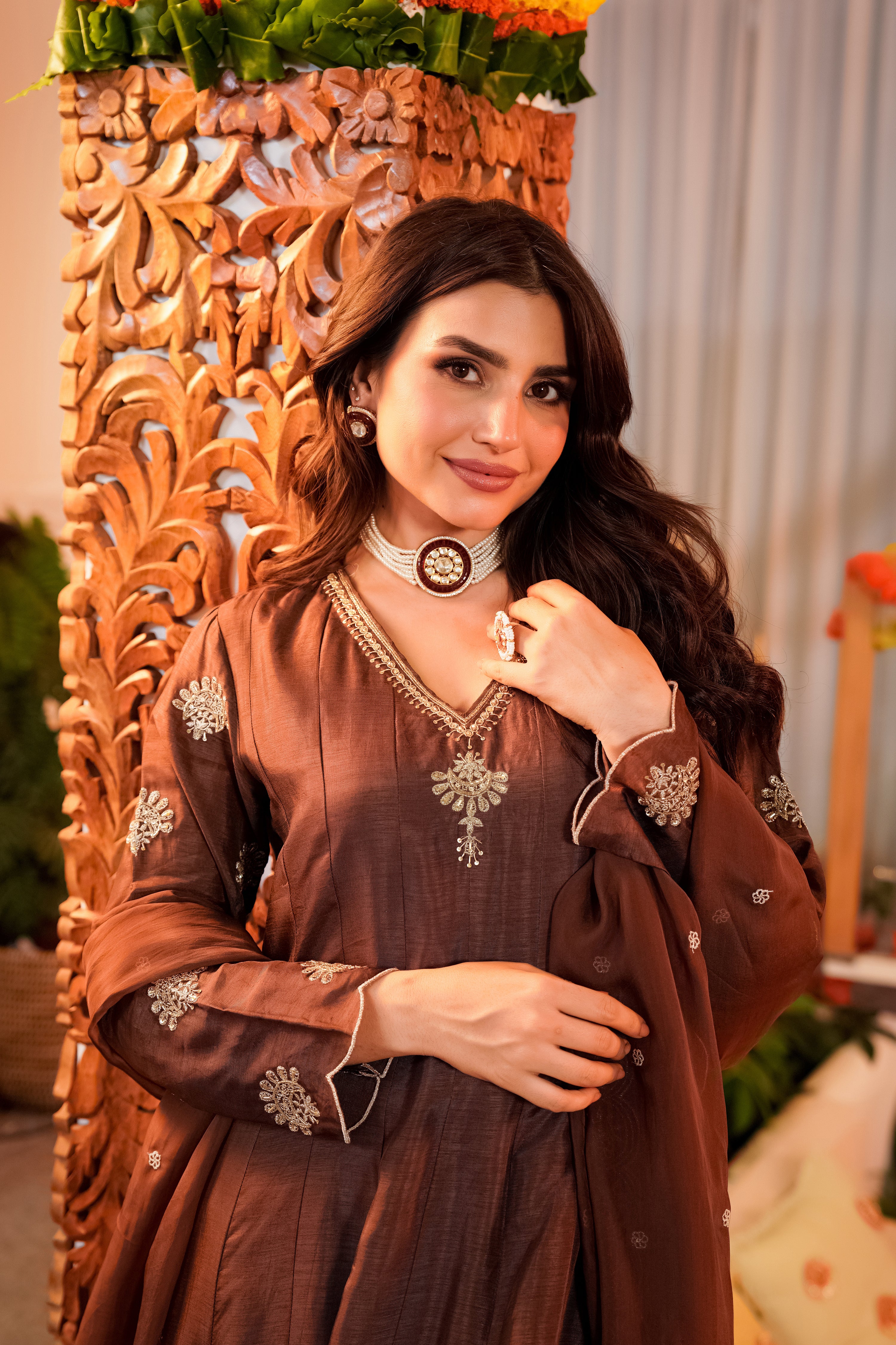 Mocha Royale Satori Silk Suit Set - Image 9