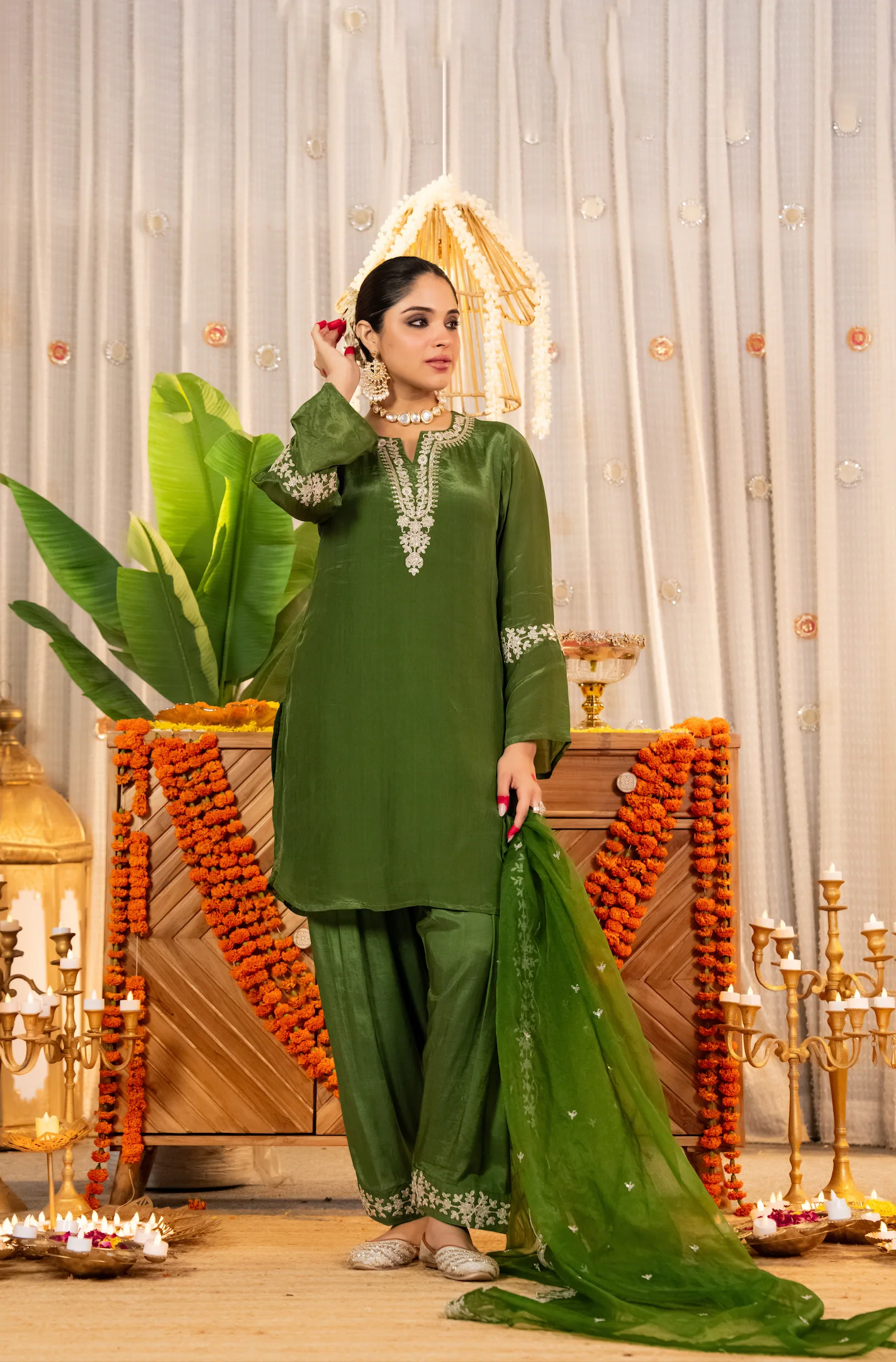 Emerald Whisper Organza Suit Set - Image 2