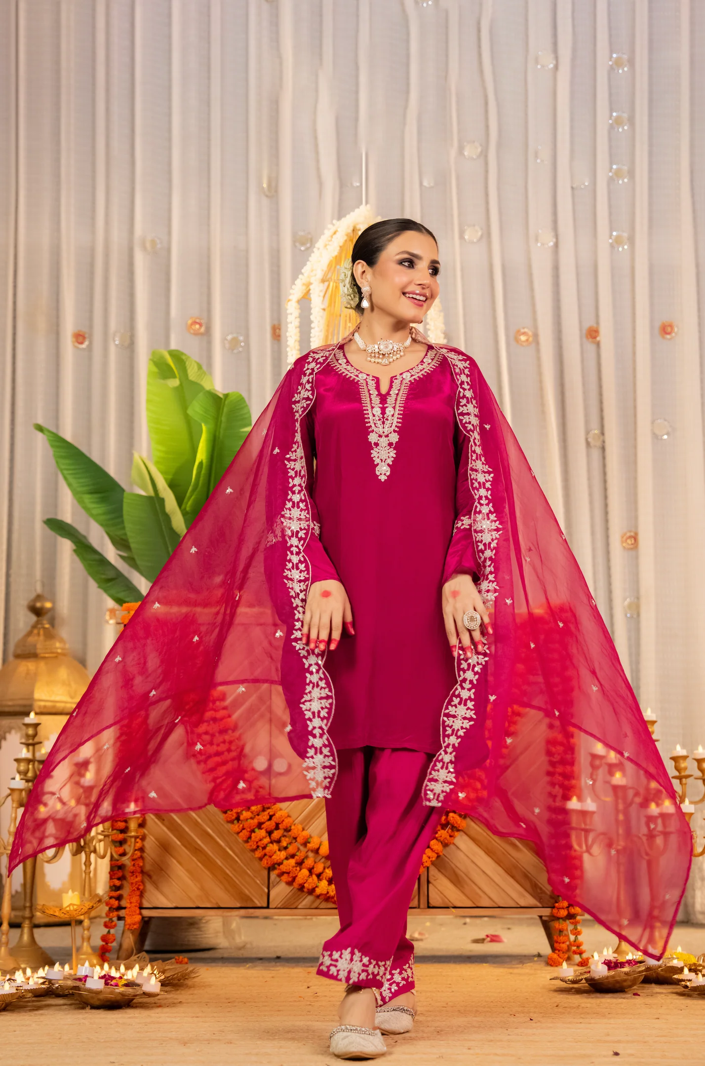 Rosette Radiance Organza Suit Set - Image 4