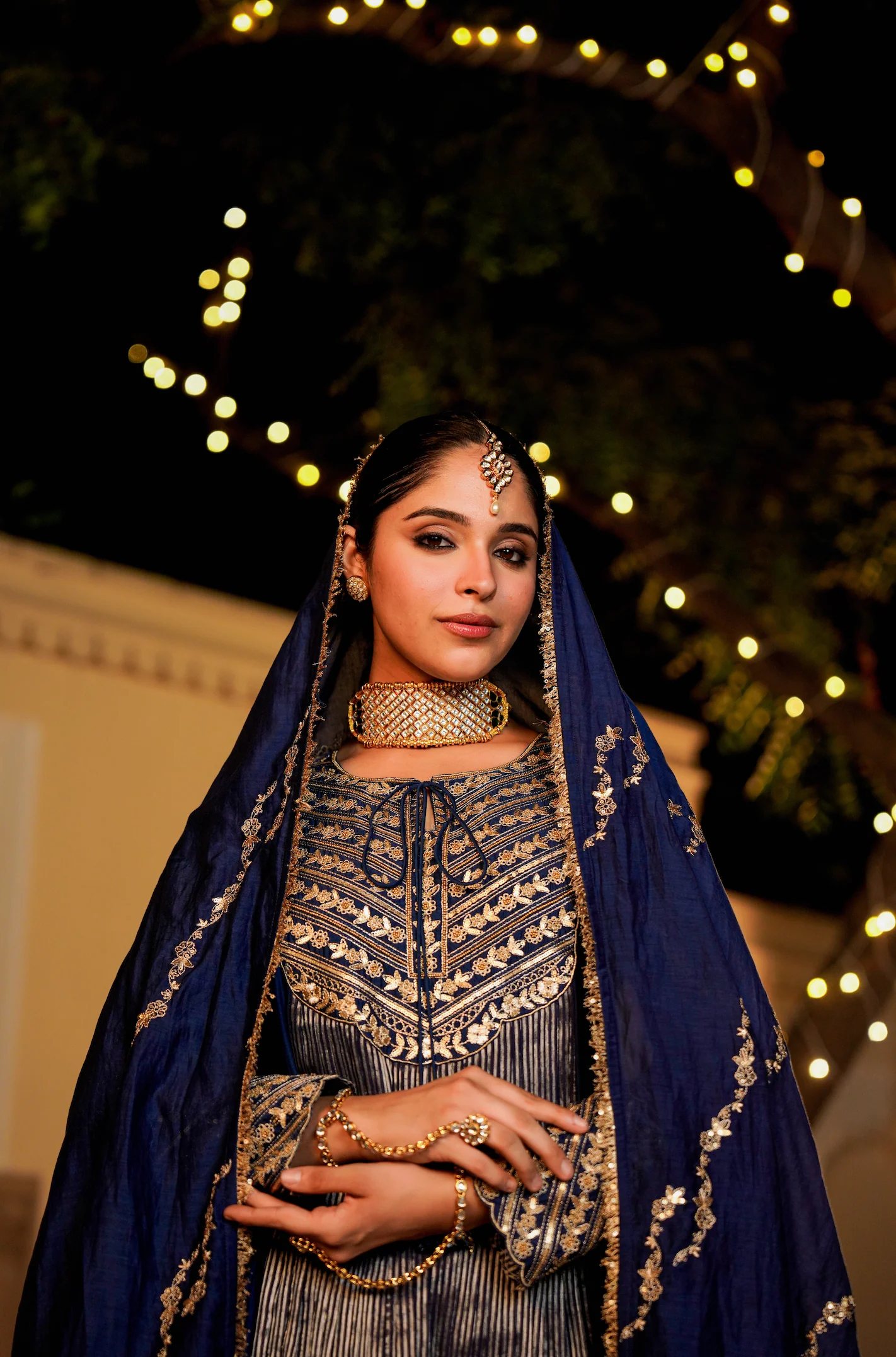 Midnight Bloom Flared Chanderi Suit Set - Image 10