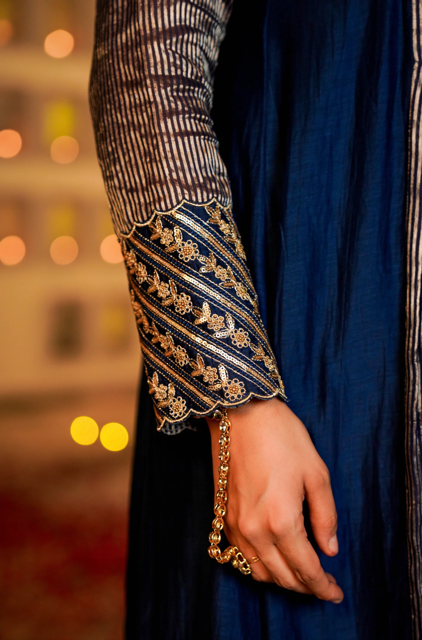 Midnight Bloom Flared Chanderi Suit Set - Image 12
