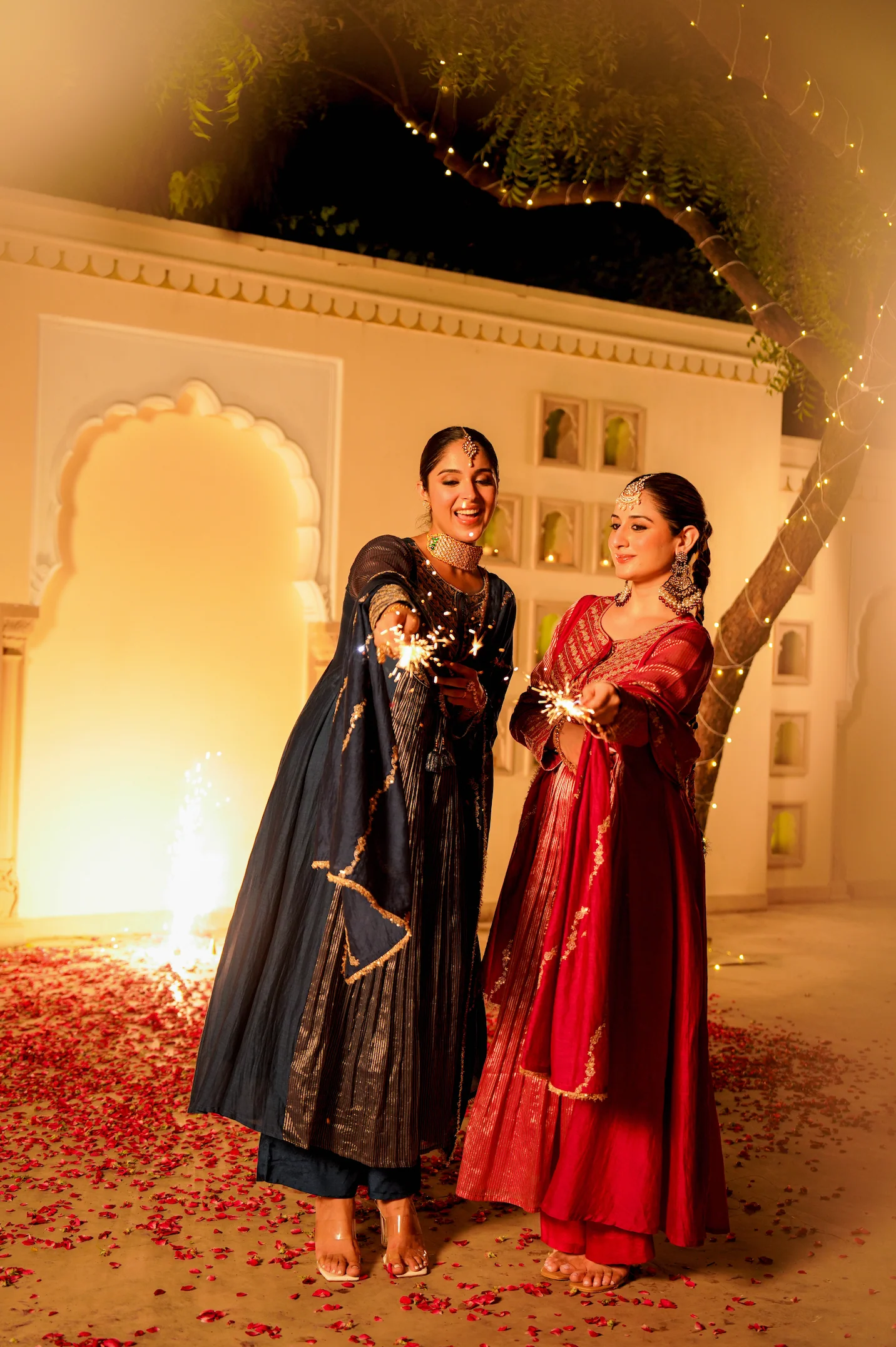 Midnight Bloom Flared Chanderi Suit Set - Image 15