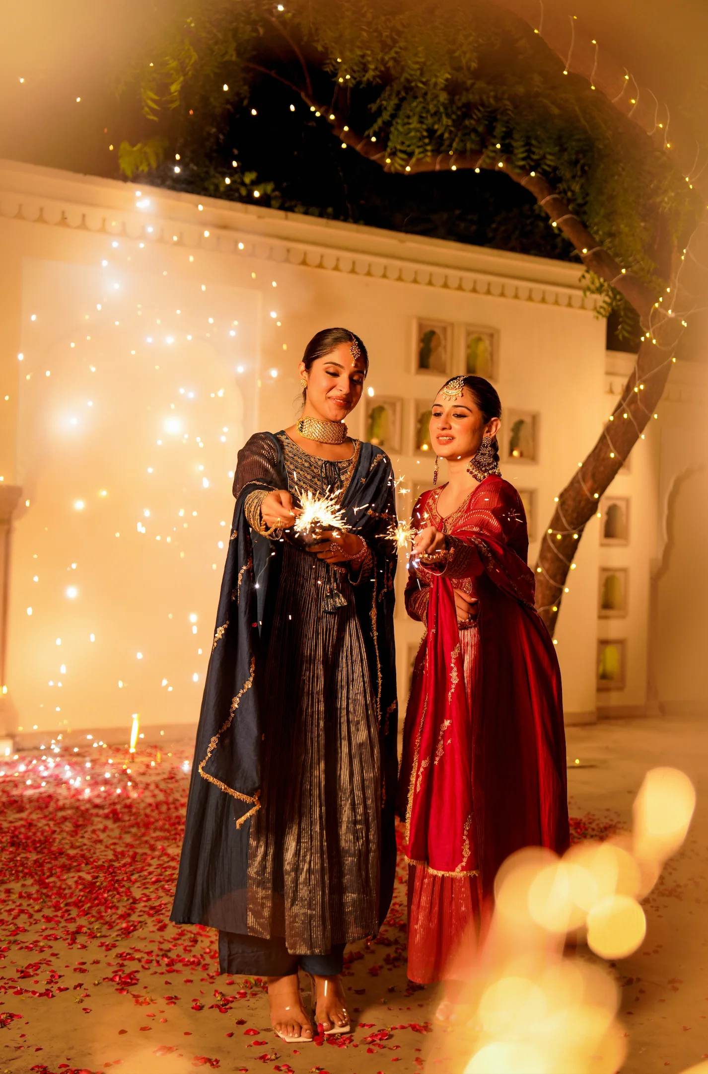 Midnight Bloom Flared Chanderi Suit Set - Image 16