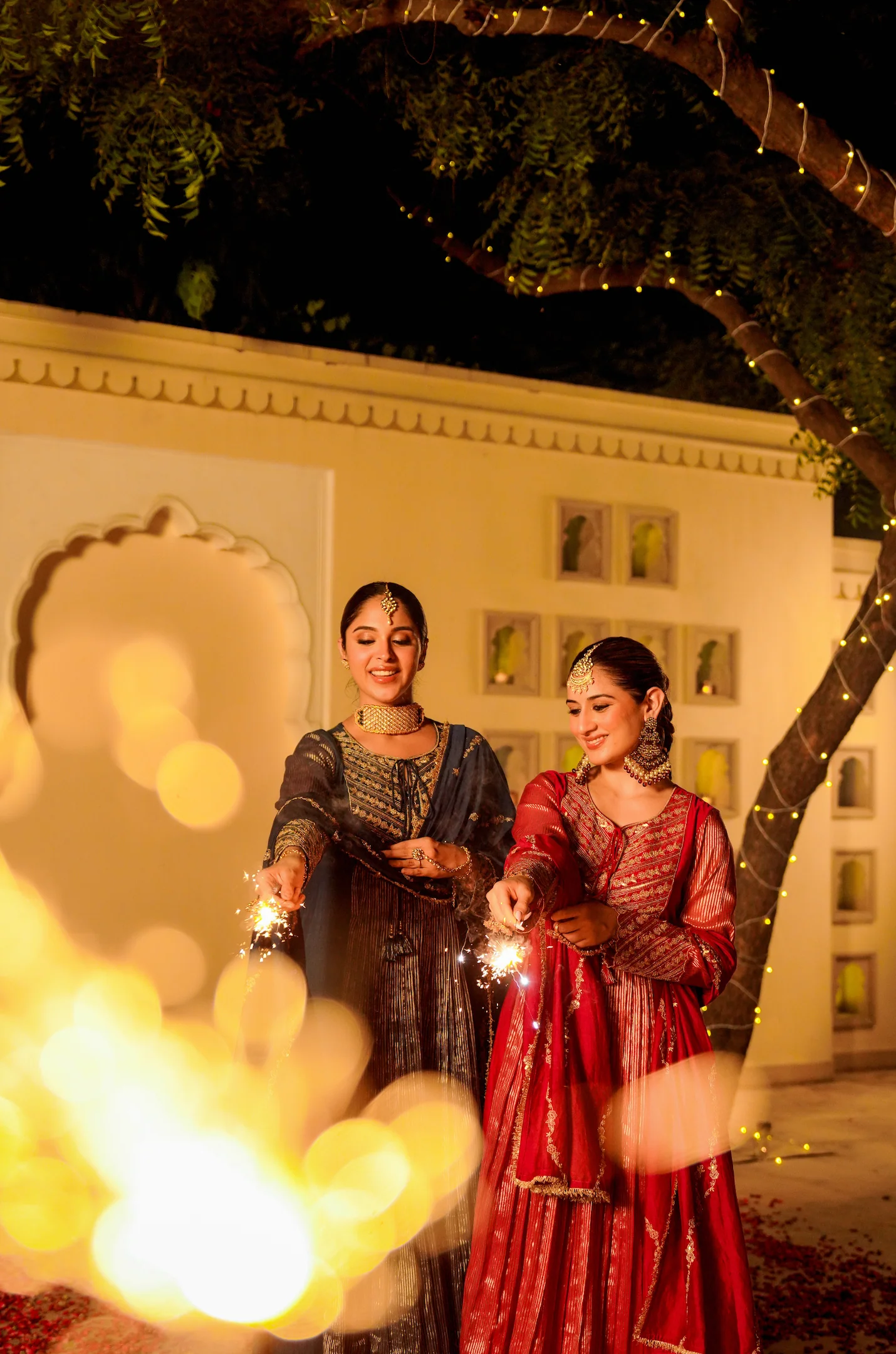 Midnight Bloom Flared Chanderi Suit Set - Image 17