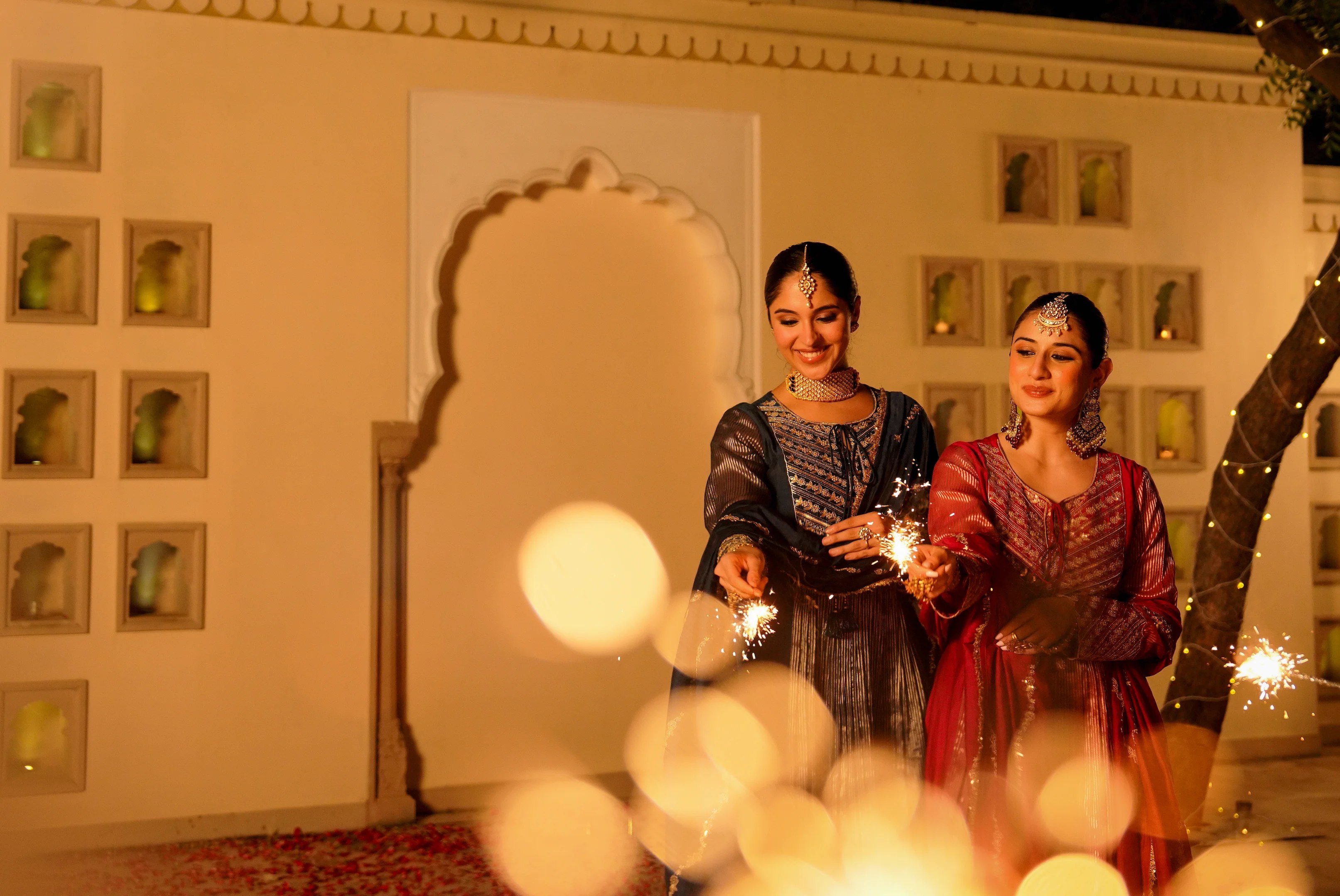 Midnight Bloom Flared Chanderi Suit Set - Image 18