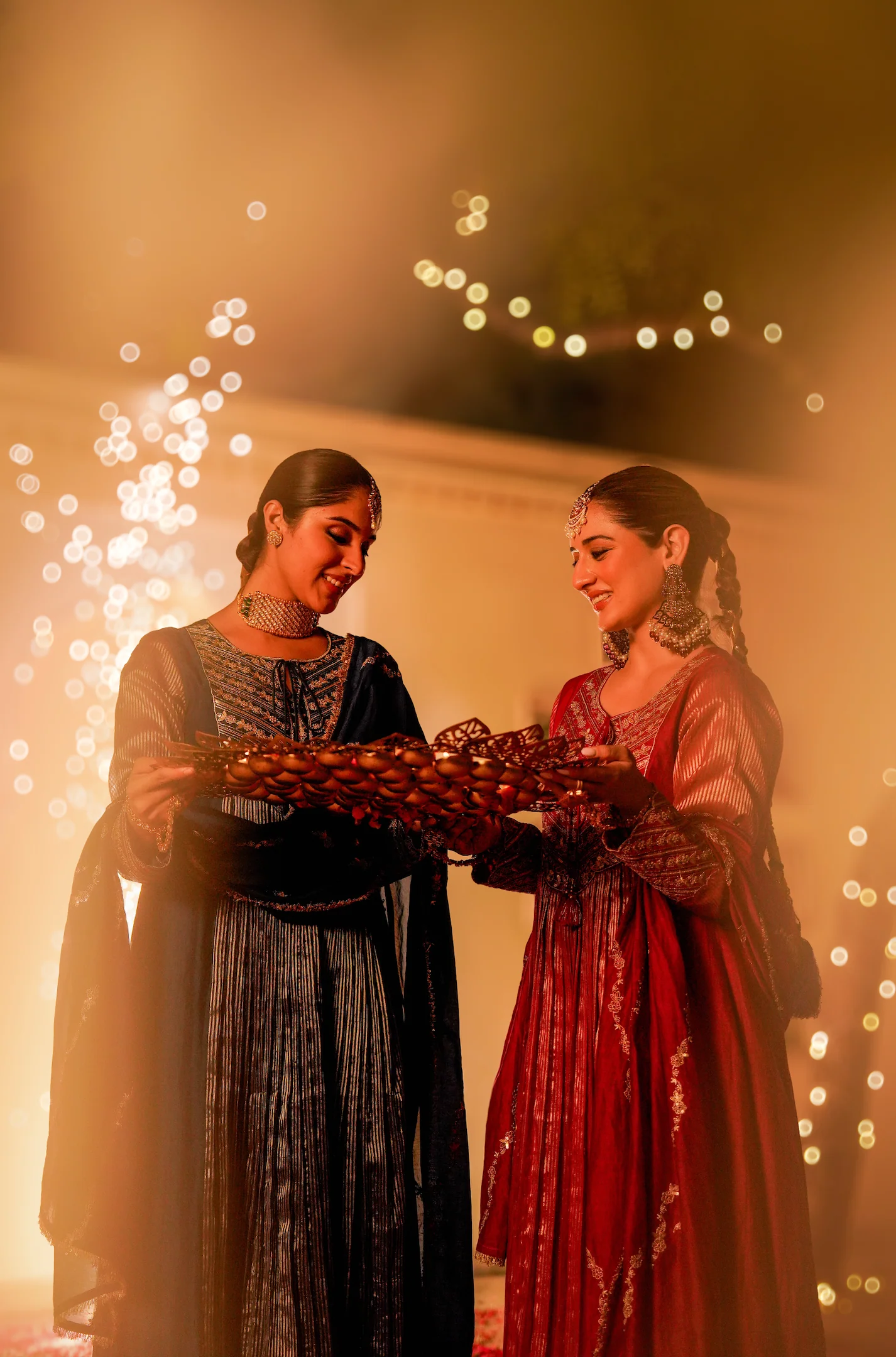Midnight Bloom Flared Chanderi Suit Set - Image 21