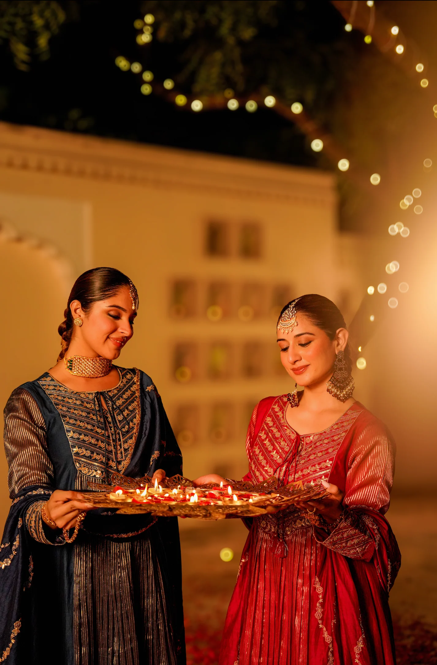 Midnight Bloom Flared Chanderi Suit Set - Image 22