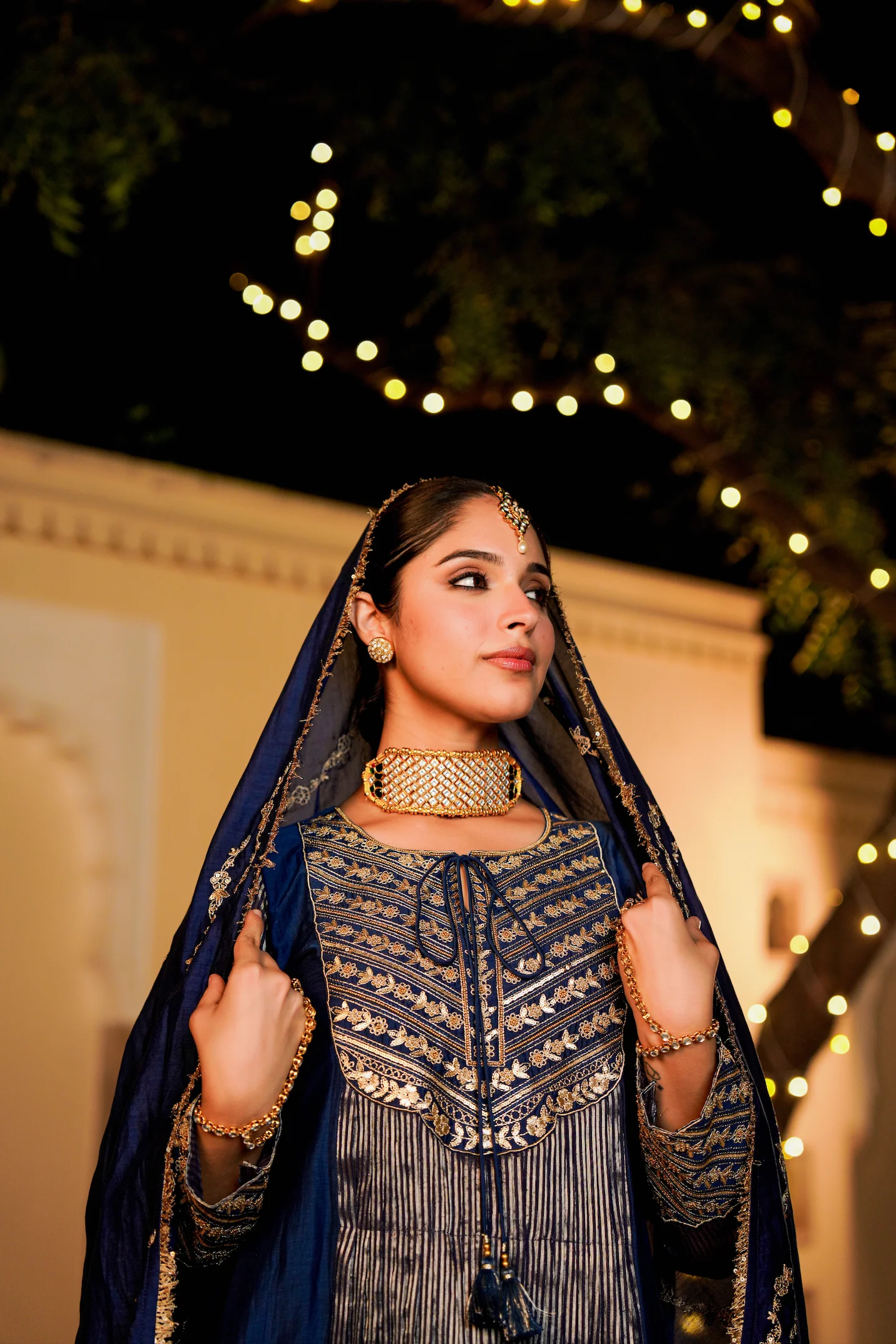 Midnight Bloom Flared Chanderi Suit Set - Image 9