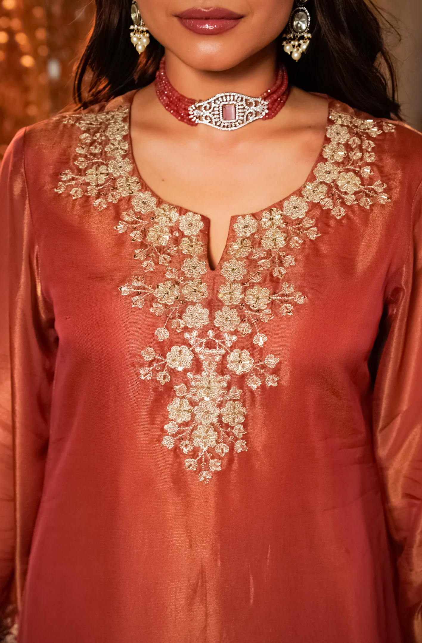 Terracotta Bloom Tissue Suit Set - Image 11
