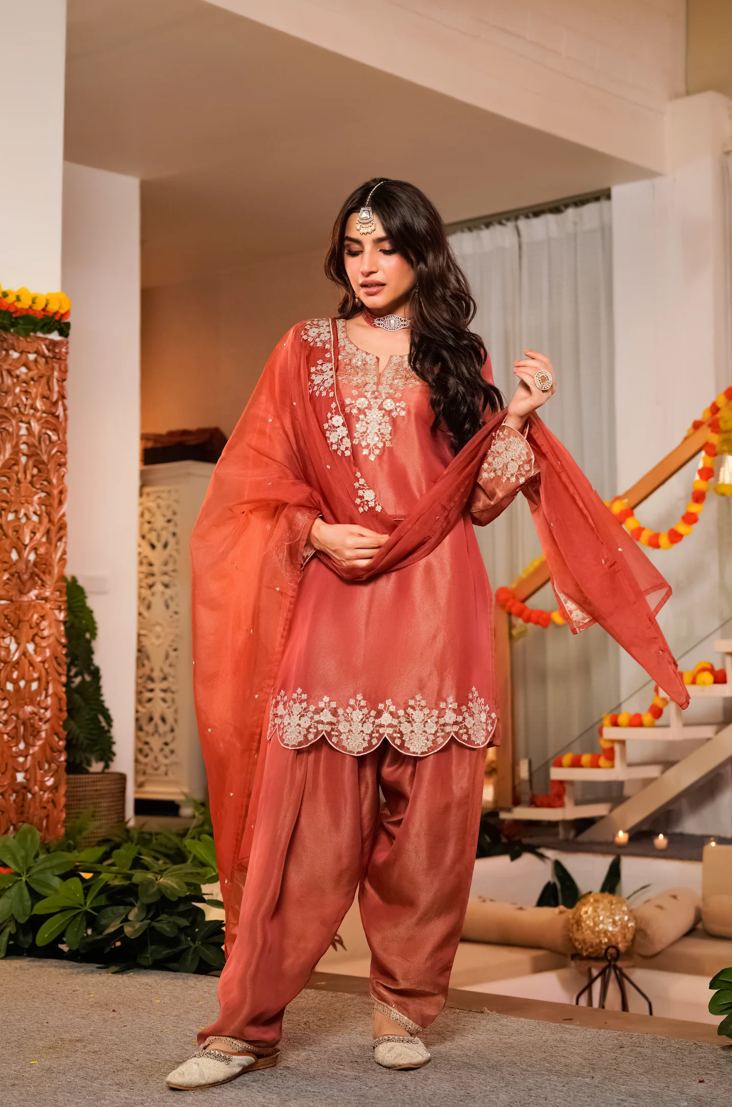 Terracotta Bloom Tissue Suit Set - Image 5