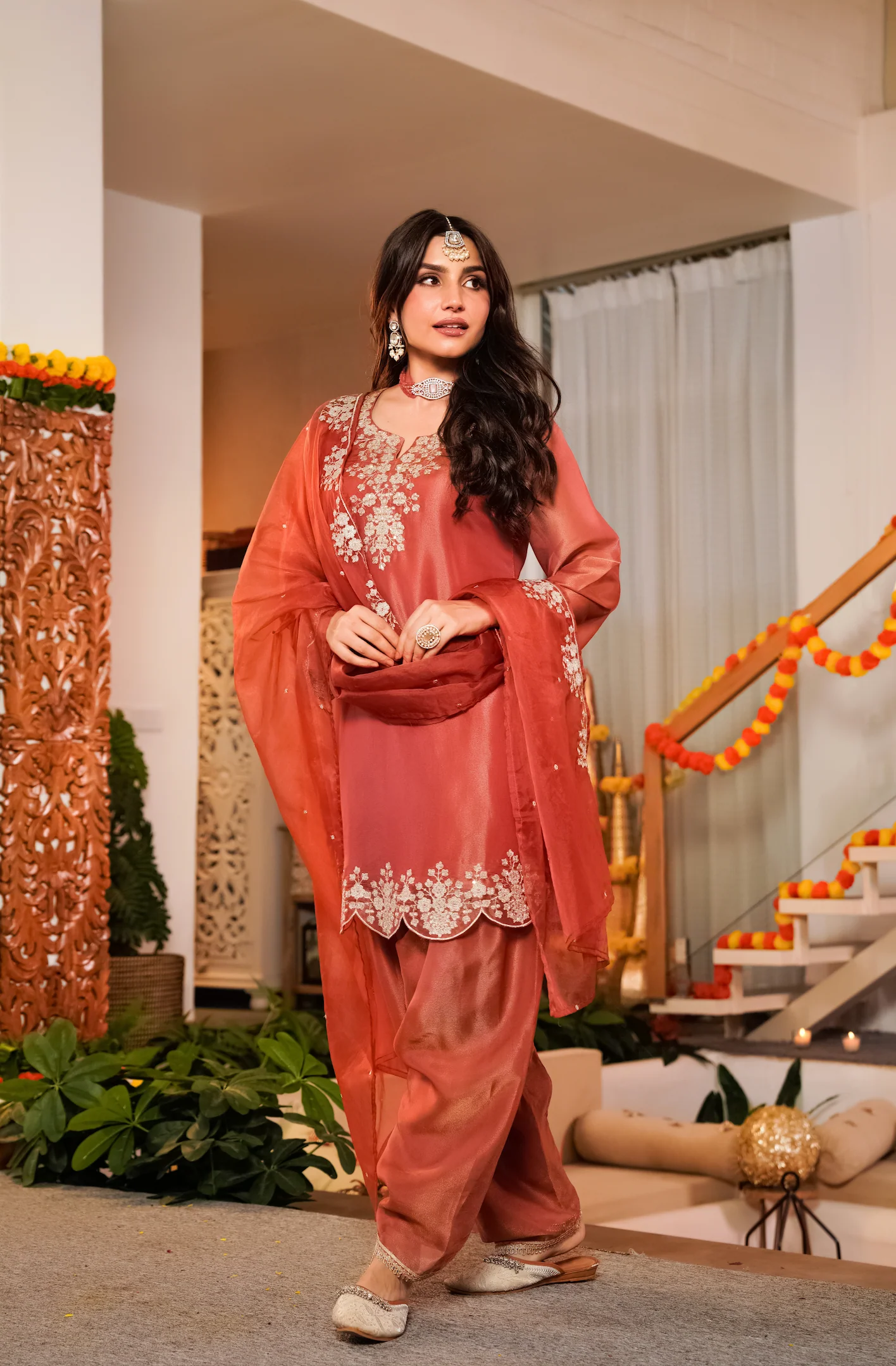 Terracotta Bloom Tissue Suit Set - Image 6