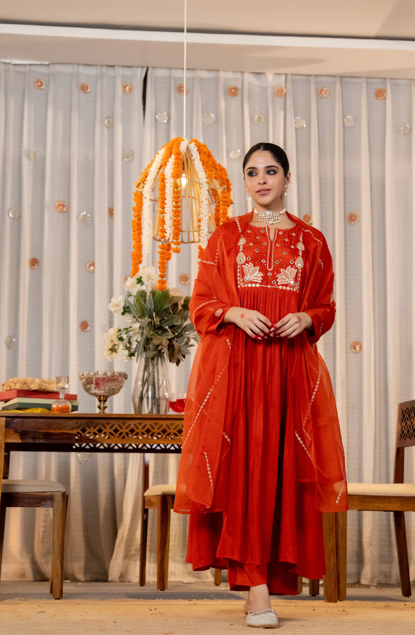 Ruby Flame Russian Silk Suit Set - Image 5
