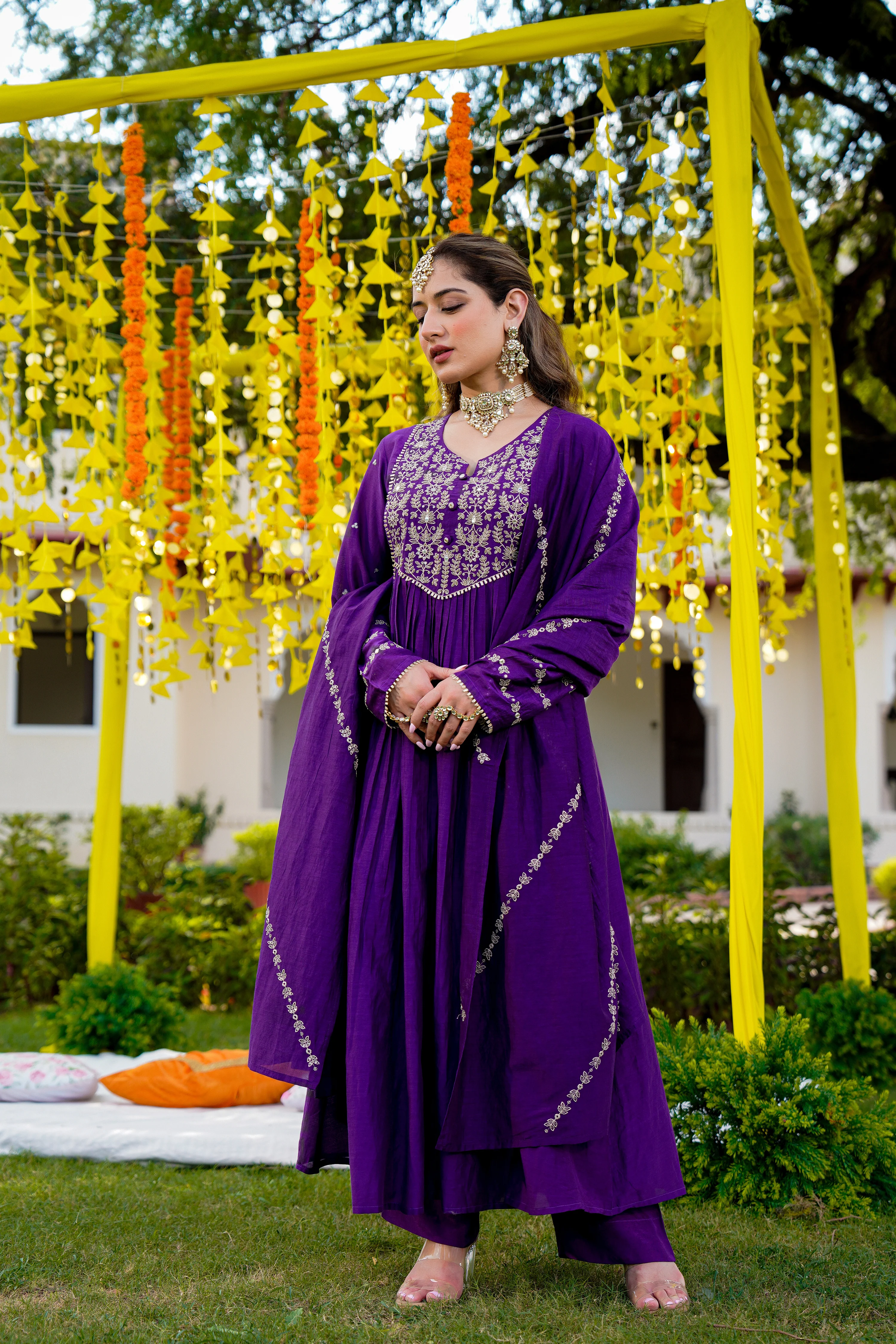 Royal Zari Purple Suit Set - Image 11