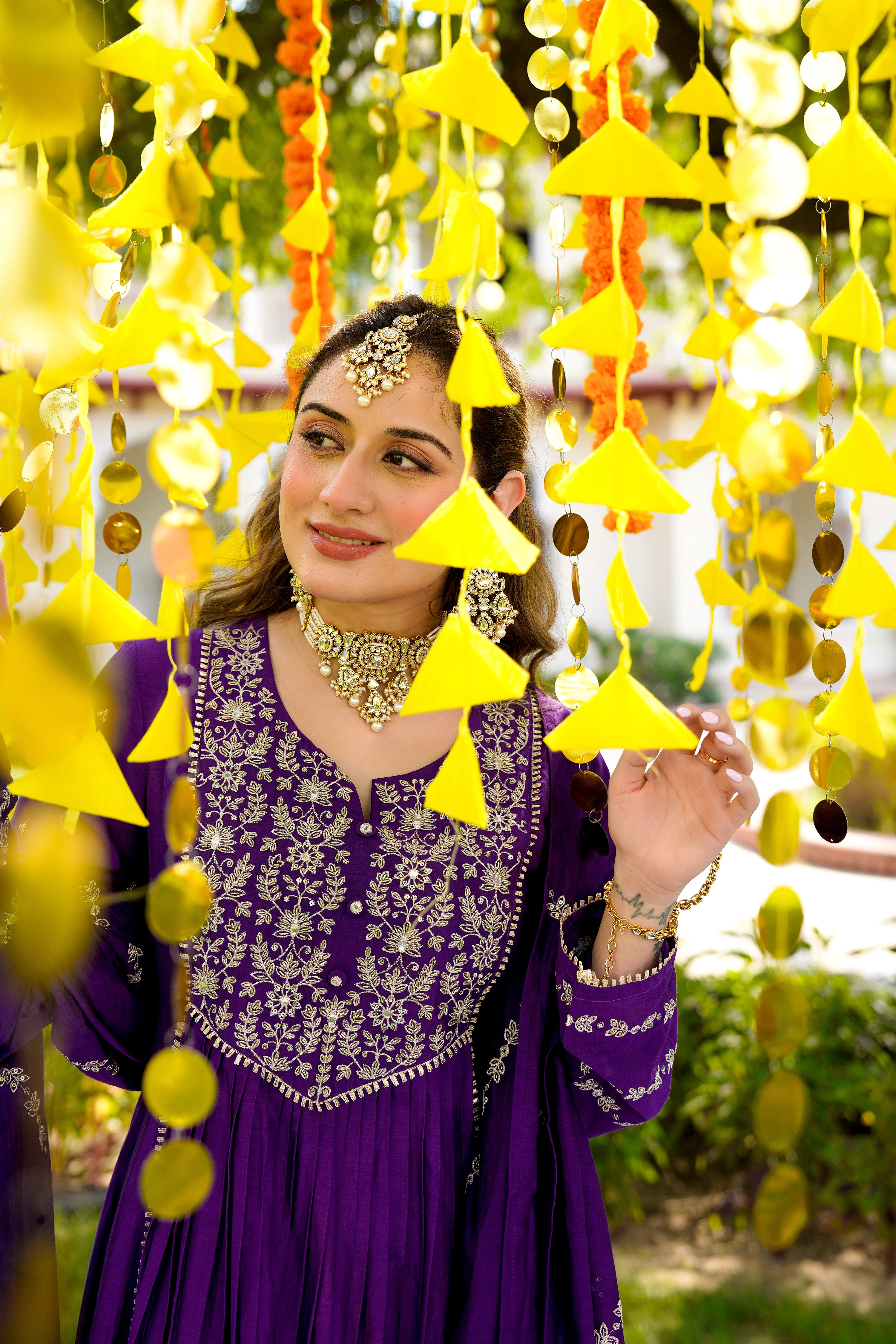 Royal Zari Purple Suit Set - Image 13