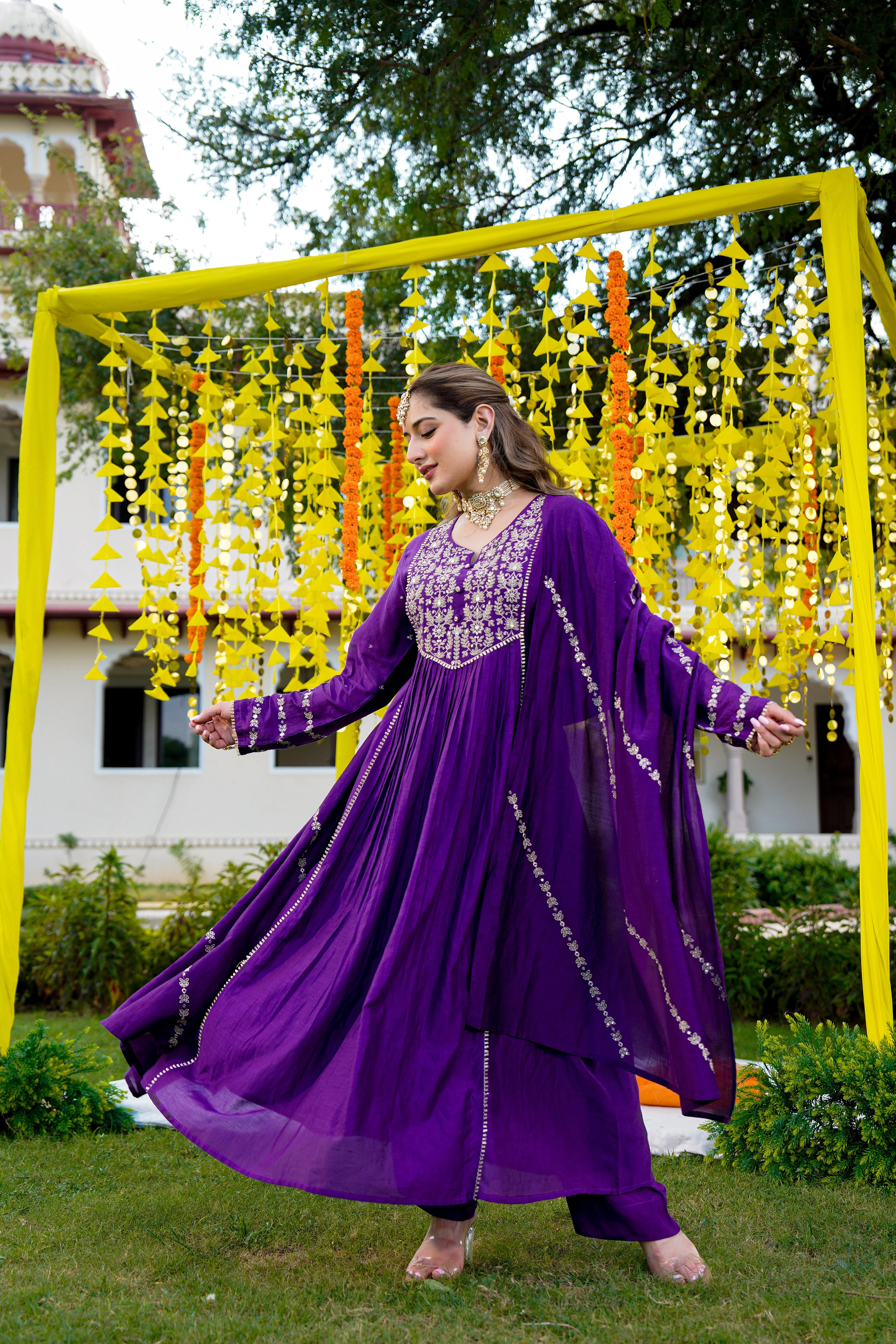 Royal Zari Purple Suit Set - Image 2