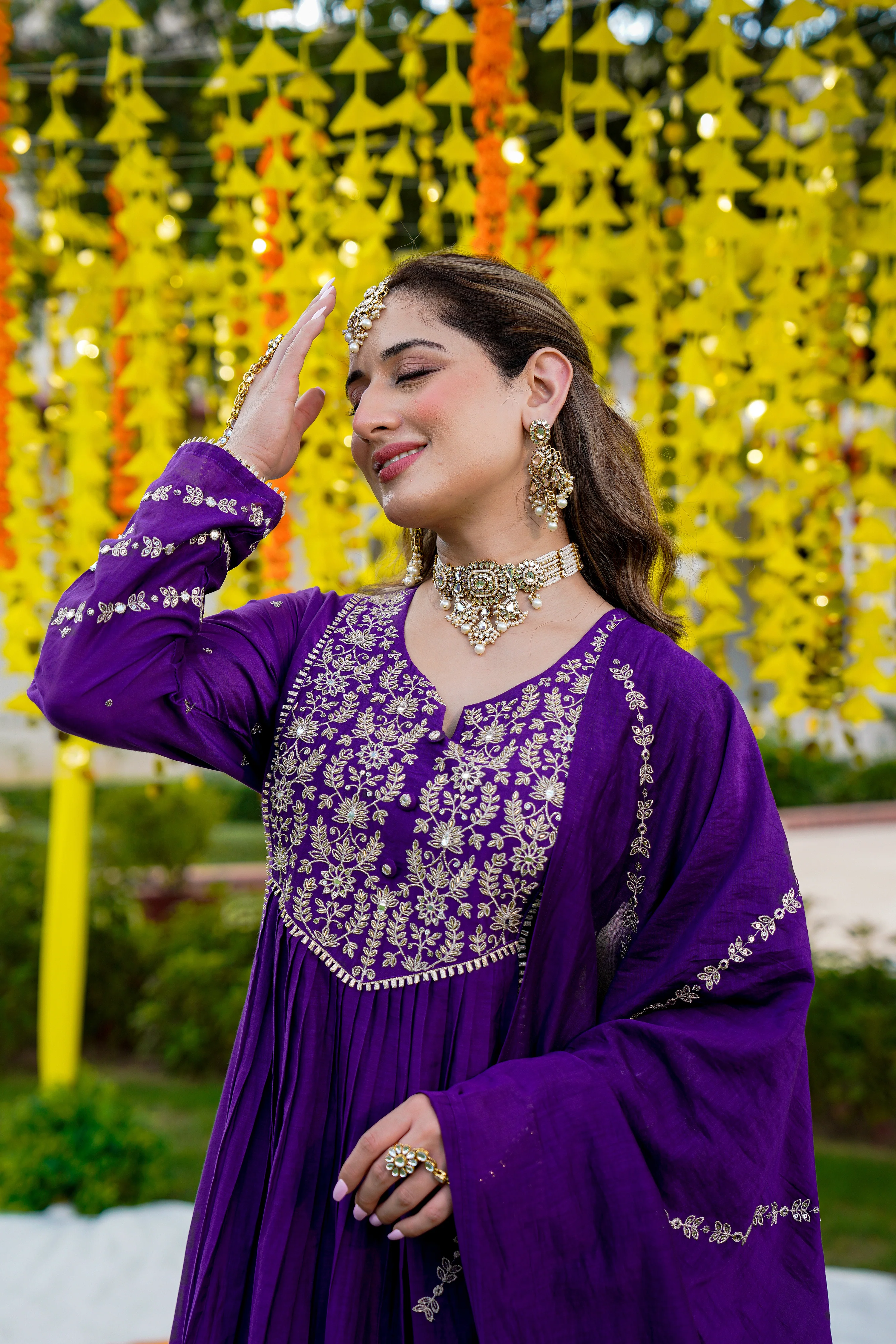 Royal Zari Purple Suit Set - Image 3